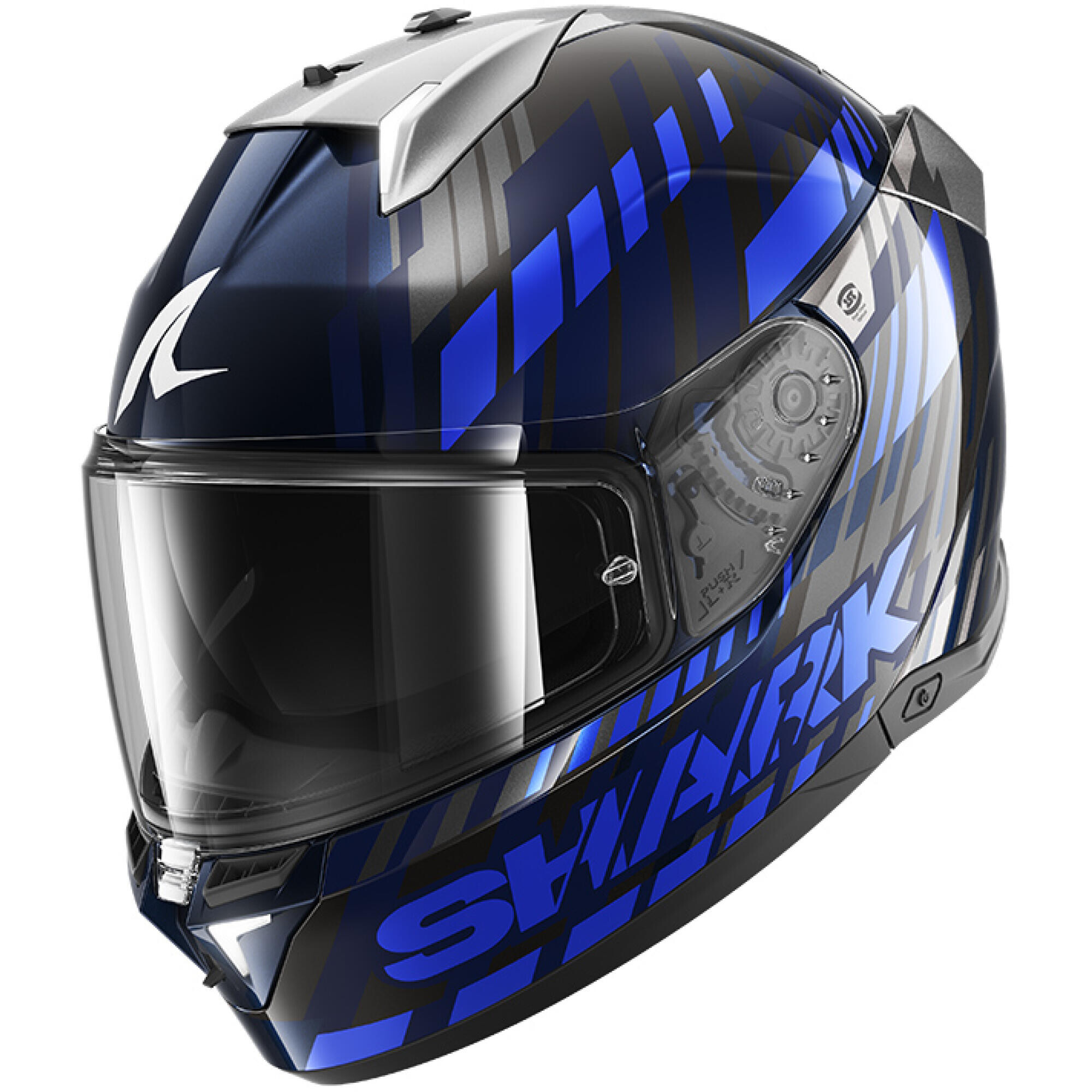 Casque Shark Skwal i3 Vibetrack Bleu Chrome Argent - L