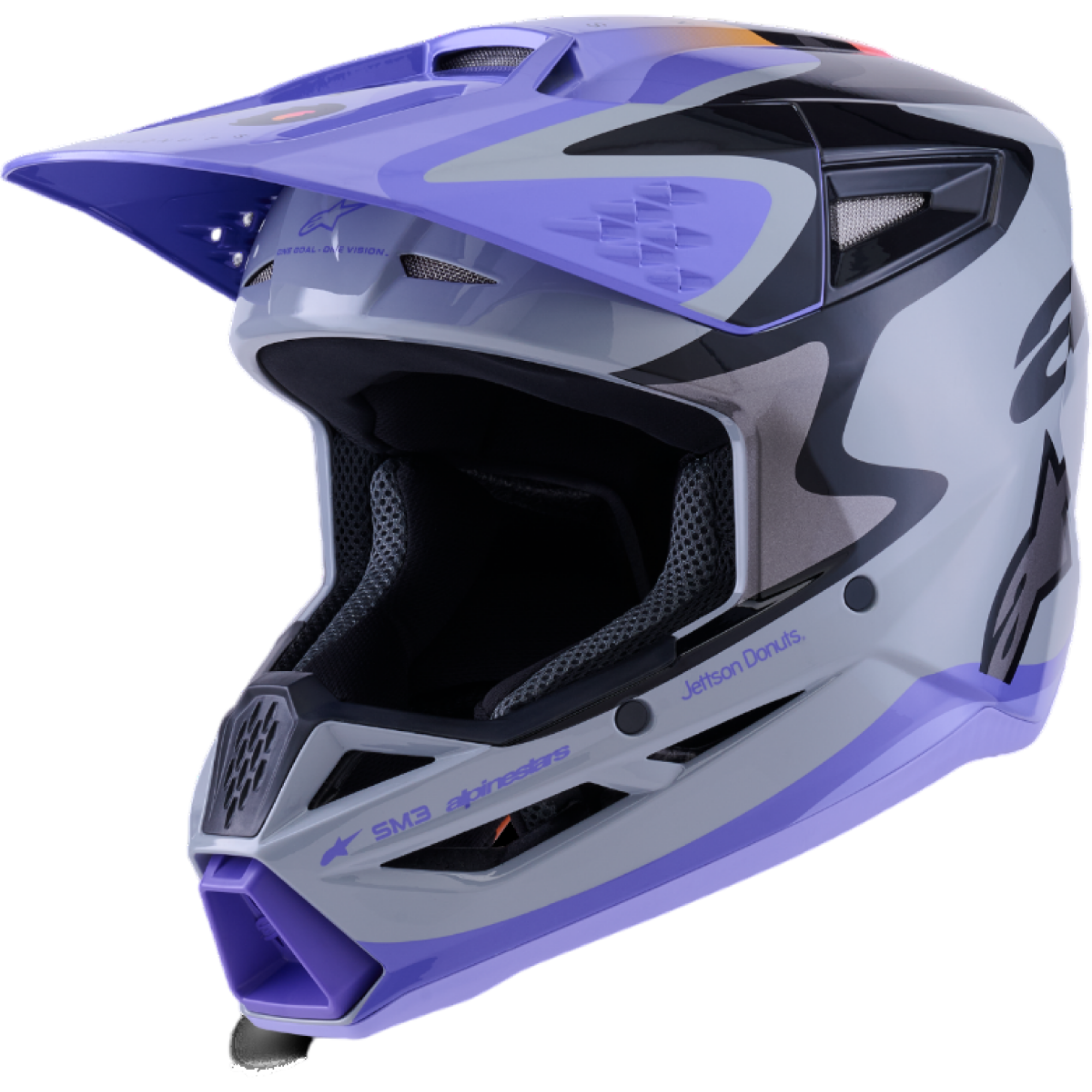 Casque Cross Alpinestars SM3 Jettson Gris Violet Noir - 2XL