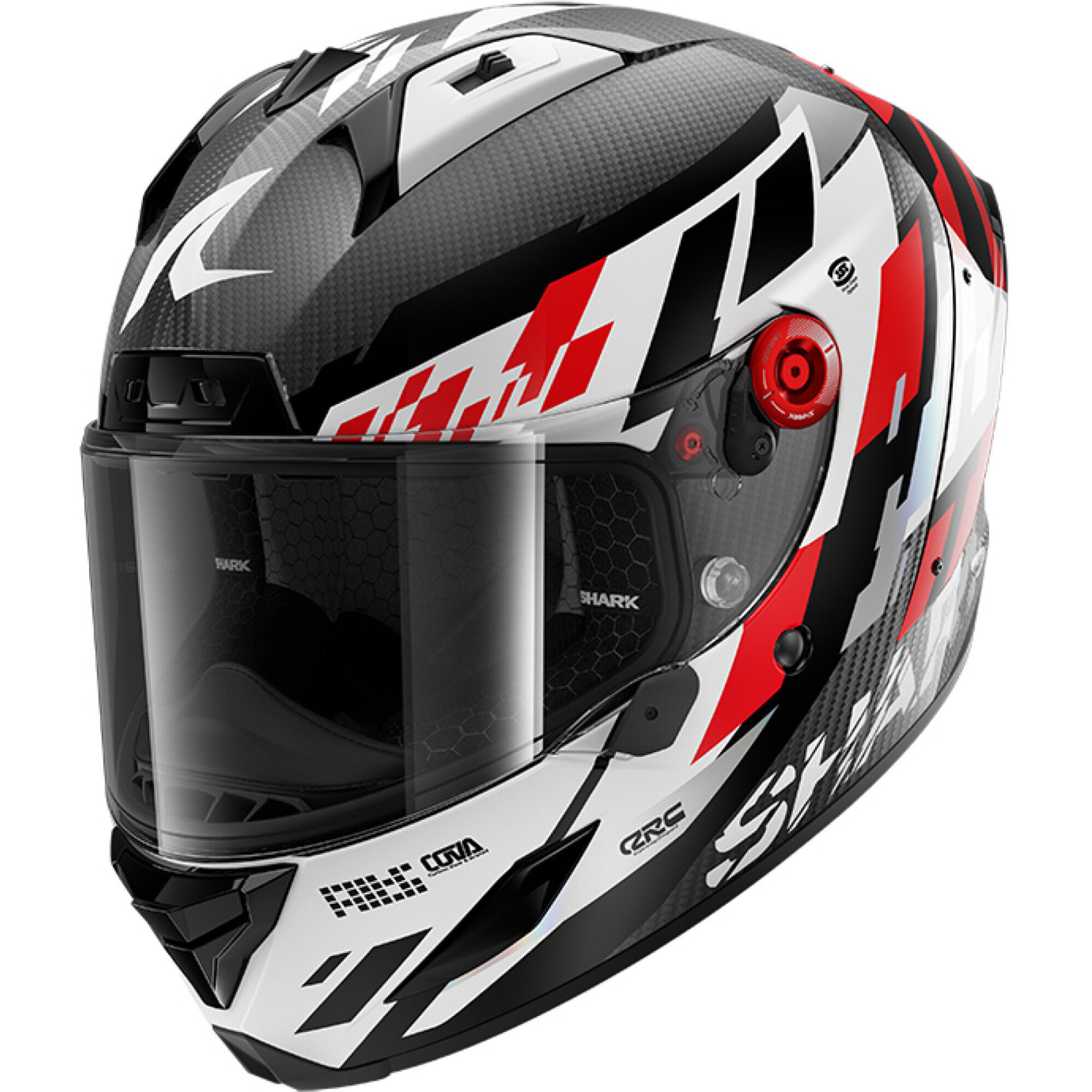 Casque Shark Aeron Raceblock Carbone Rouge Chrome - M