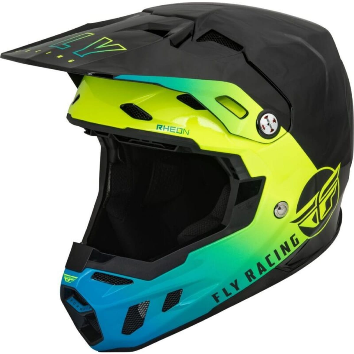 CASQUE CROSS FLY RACING FORMULA CC CENTRUM NOIR BLEU JAUNE FLUO / XS