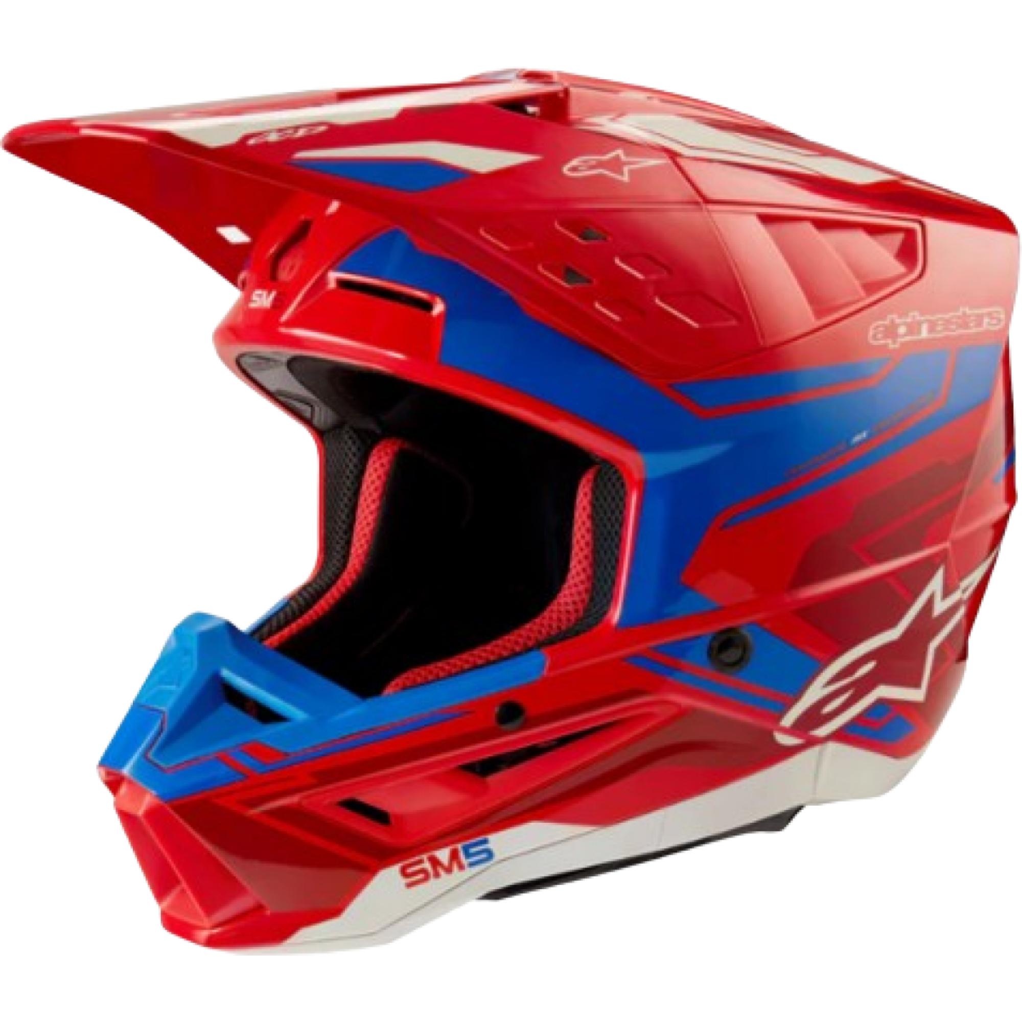 Casque Cross Alpinestars SM5 Action 2 Rouge Bleu Brillant - 2XL