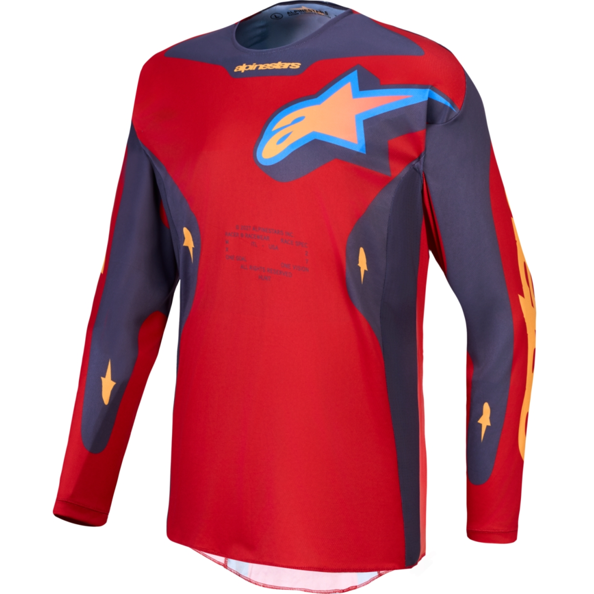 Maillot Cross Alpinestars Racer Hunt Rouge Feu Graystone Corail Vif - 2XL