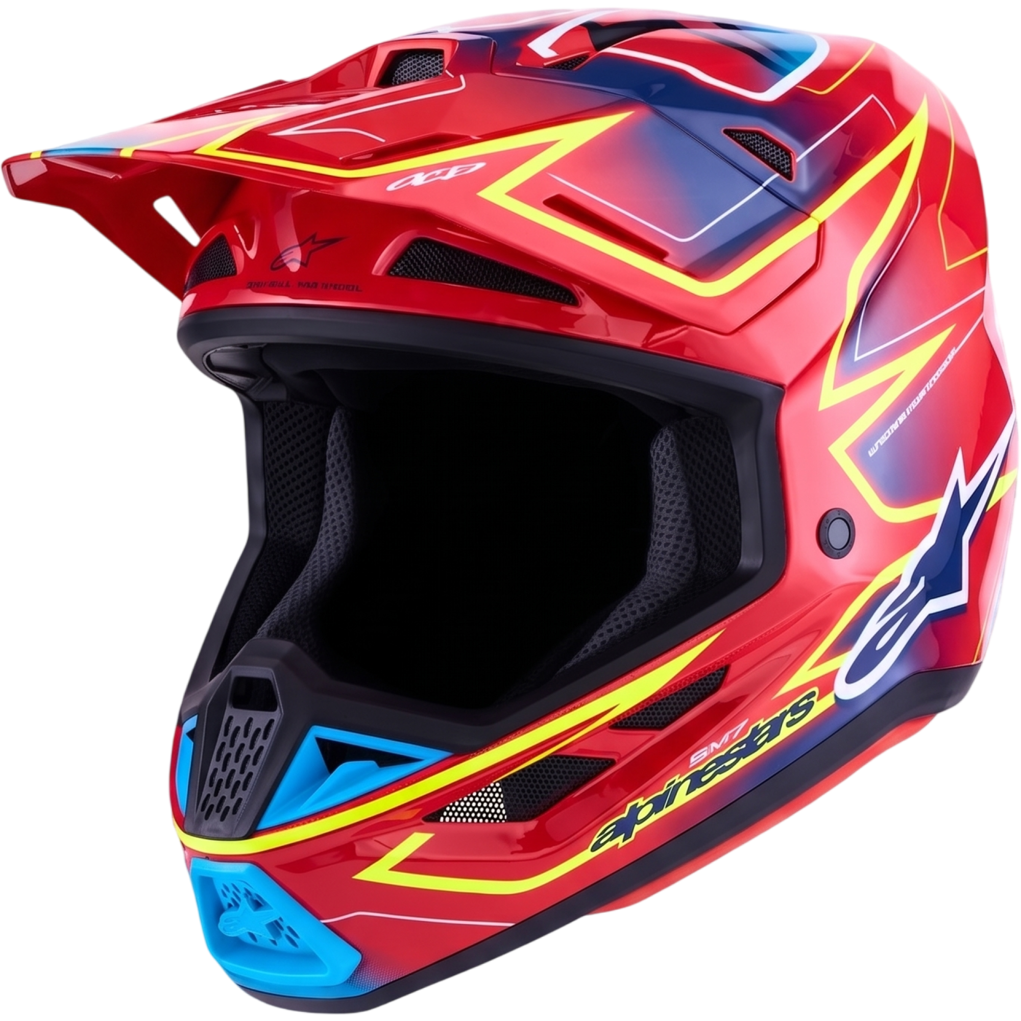 Casque Cross Alpinestars S-M7 Cast Rouge Jaune Fluo Bleu - 2XL