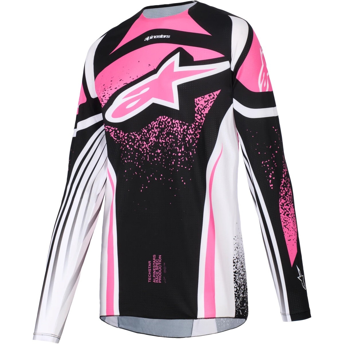 MAILLOT CROSS LADY ALPINESTARS STELLA TECHSTAR NOMUR NOIR BLANC FUCHSIA / L