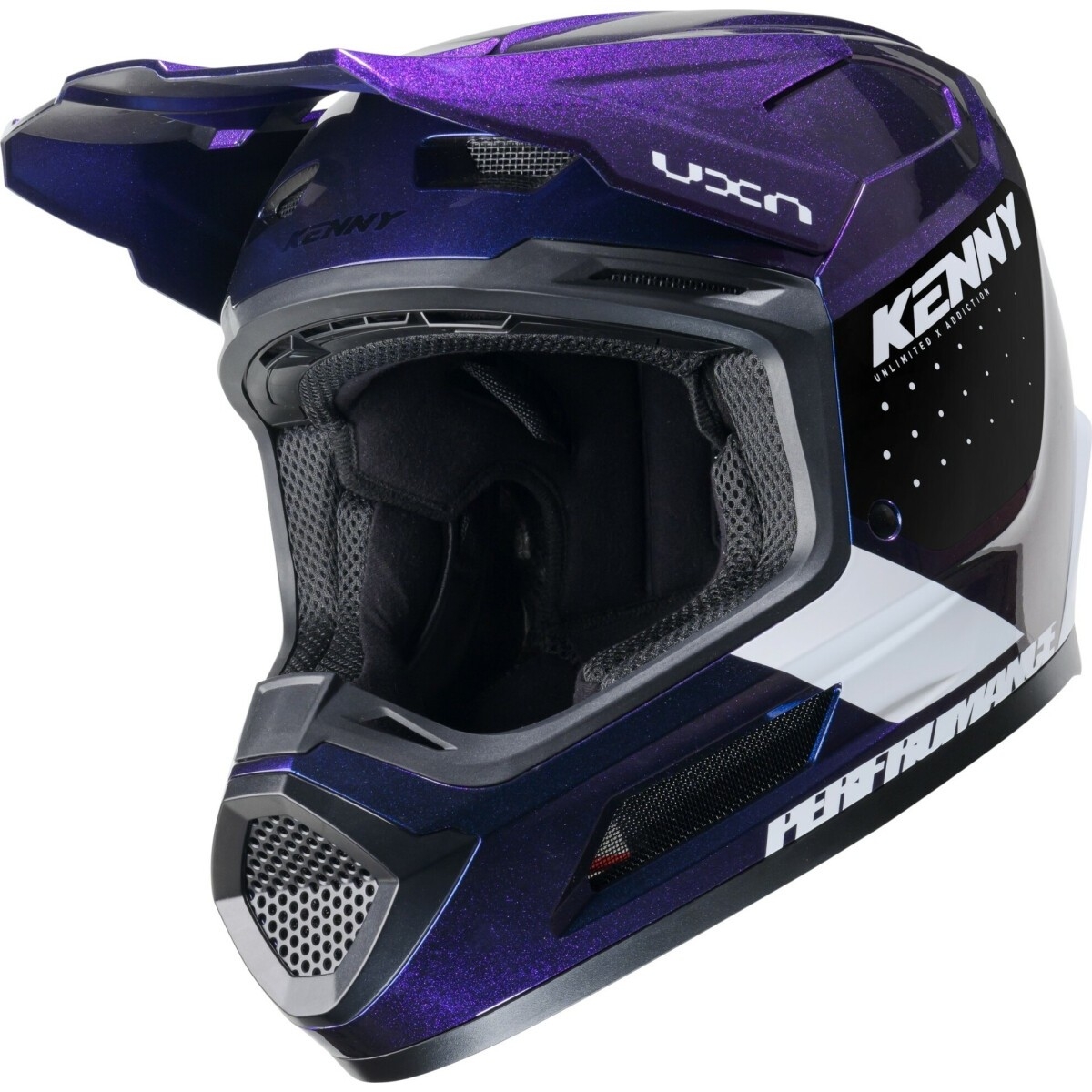 CASQUE CROSS KENNY PERFORMANCE GRAPHIC VIOLET NOIR BLANC BRILLANT / 2XL
