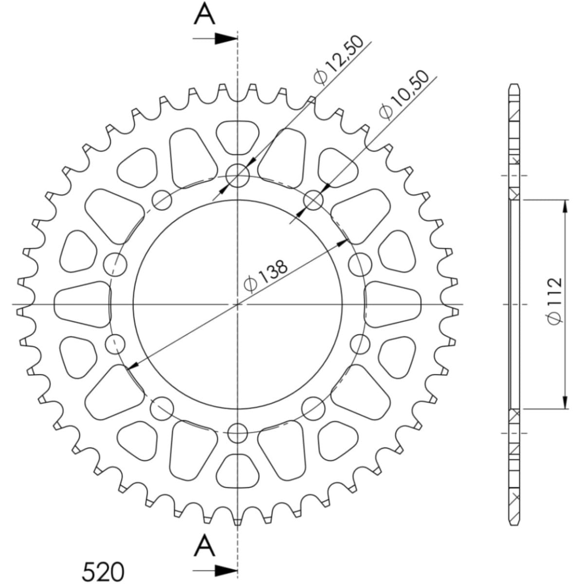 Couronne Alu Supersprox Ral-1303:46-Blk