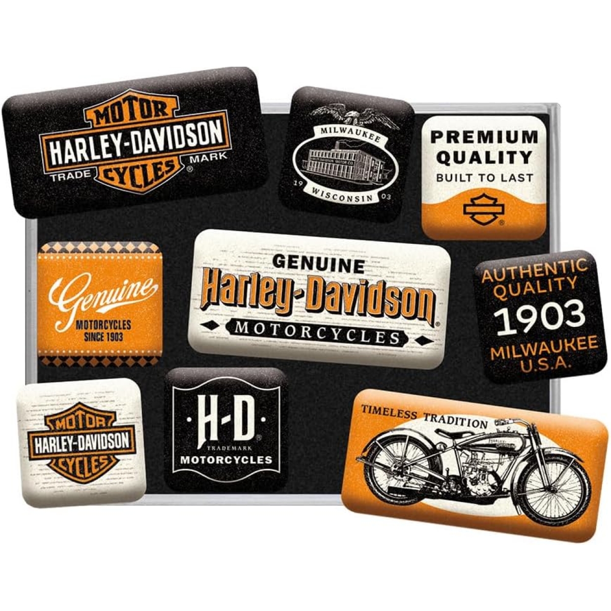 MAGNET NOSTALGIC ART HARLEY-DAVIDSON GENUINE MOTORCYCLES MILWAUKEE