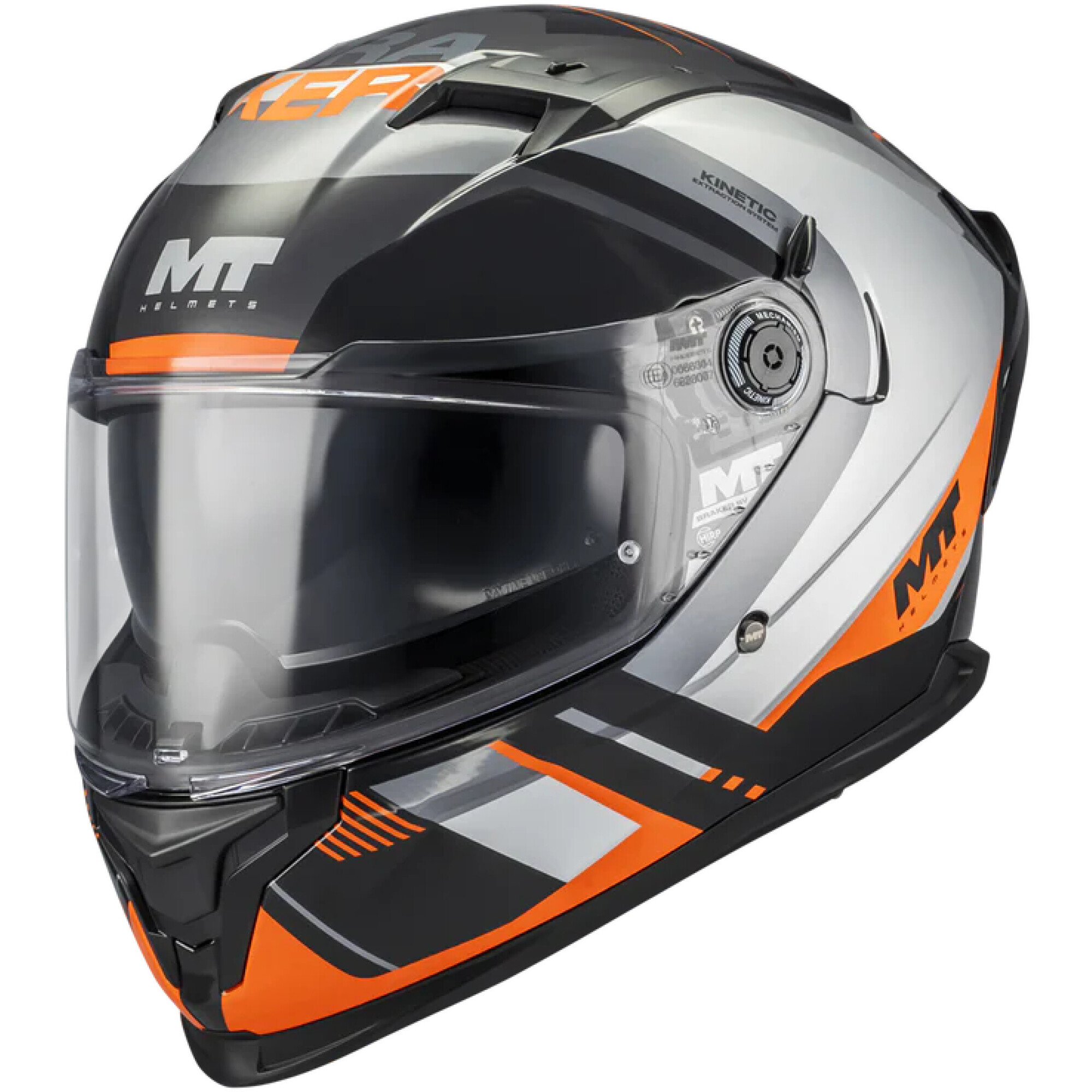 Casque MT Helmets Braker SV Inception B4 Gris Orange Noir - 2XL