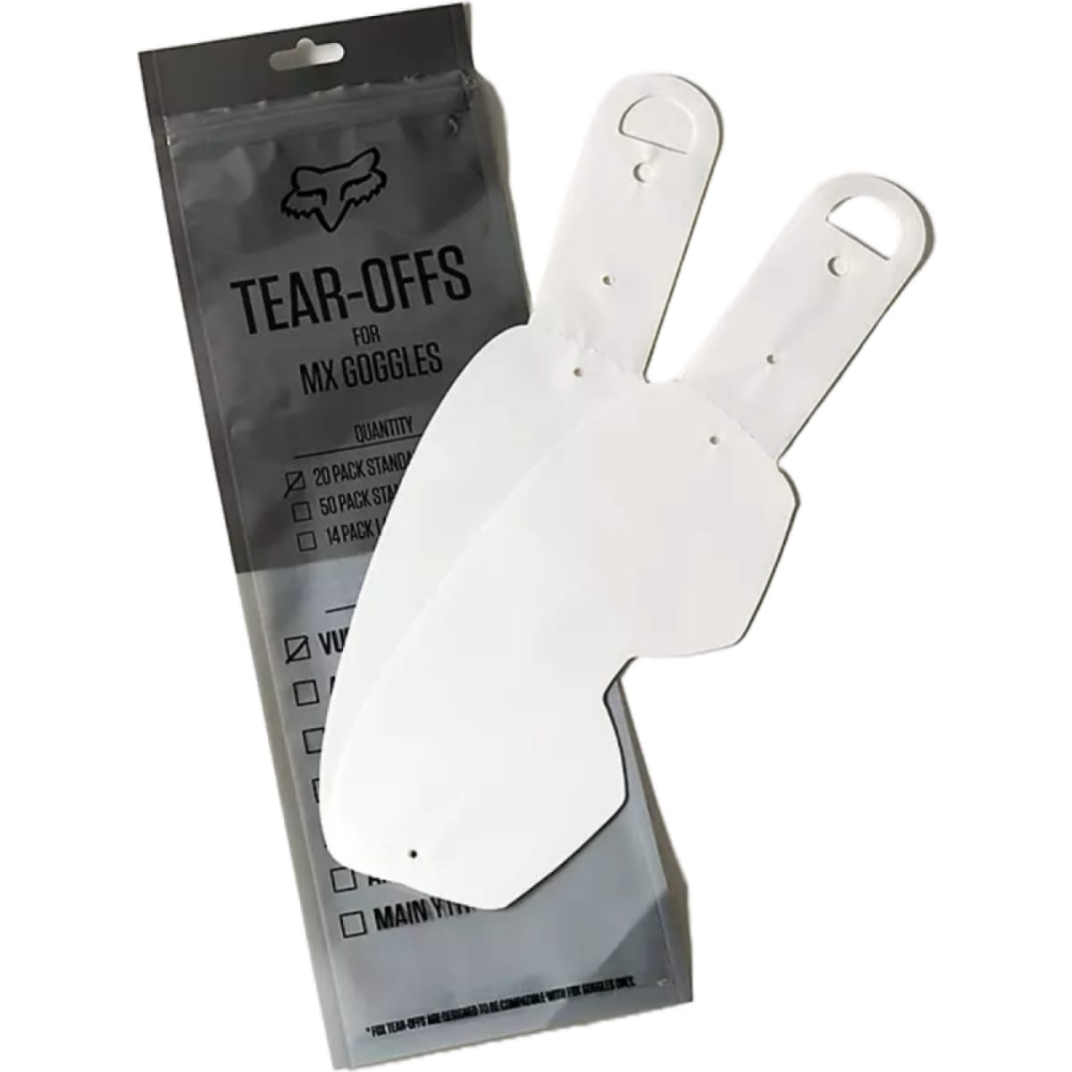 Pack De 20 Tear-off Fox Mx20 Airspace/Main Enfant Standard Clear