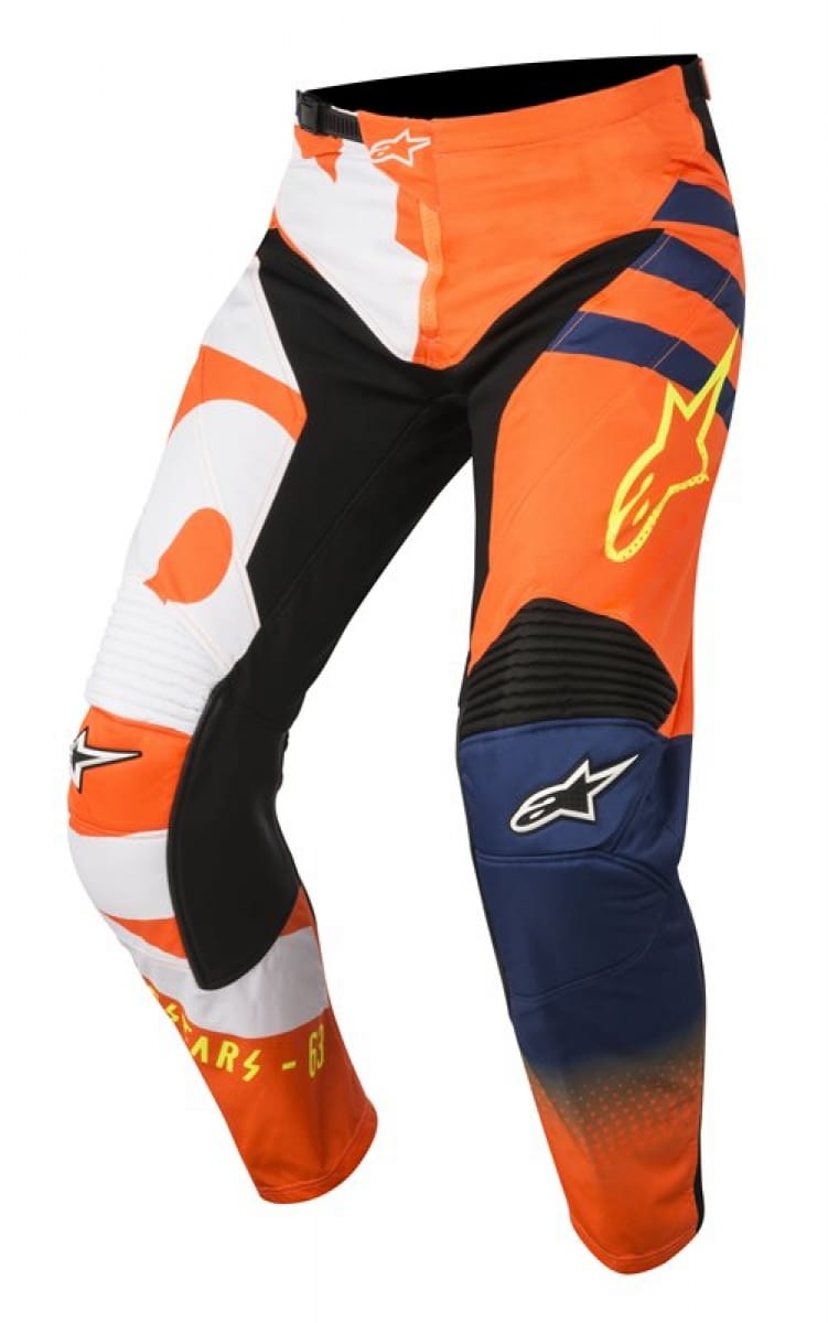 Pantalon Alpinestars Racer Braap 473 Orange Fluo Bleu Blanc