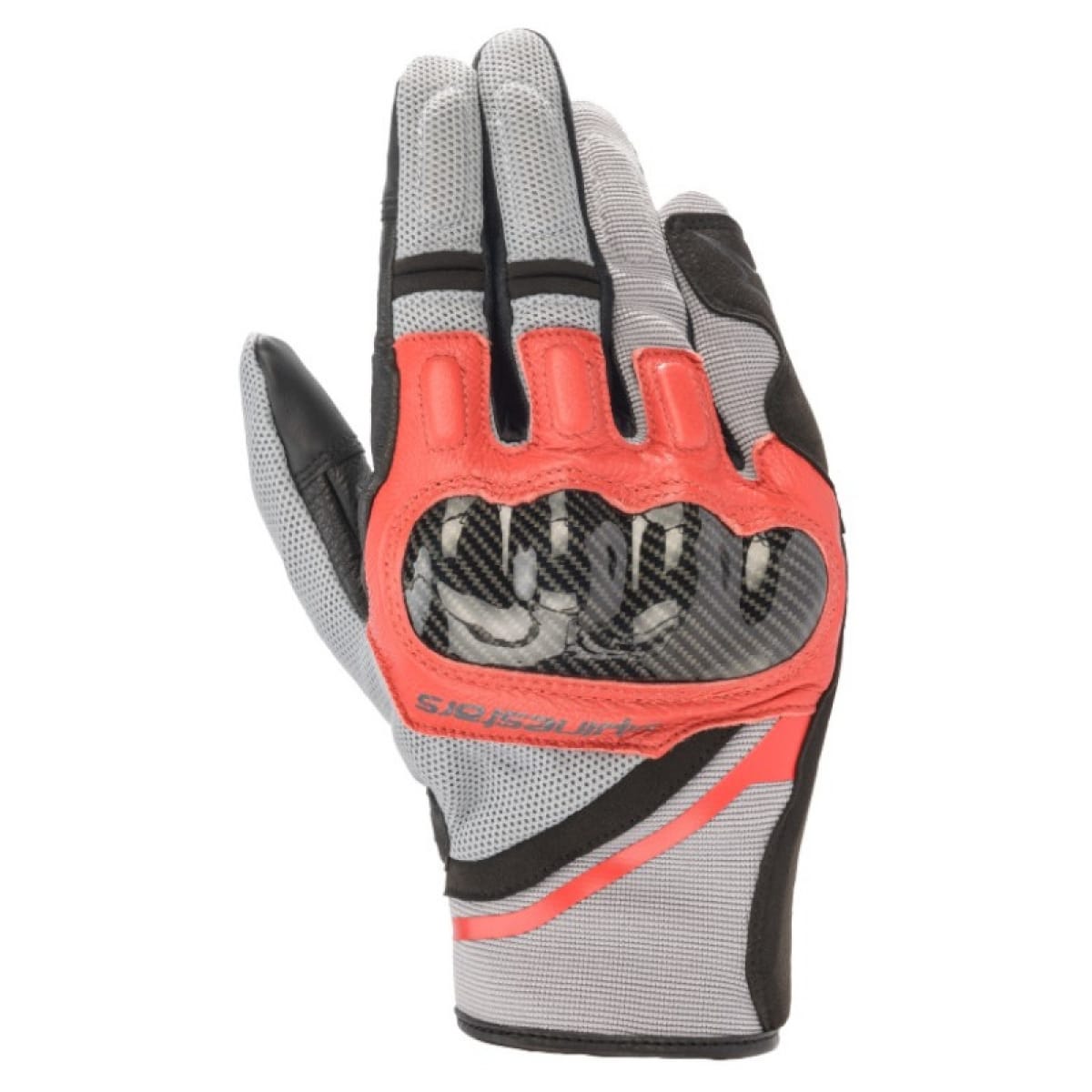 Gants Alpinestars Chrome Gris Clair Noir Rouge