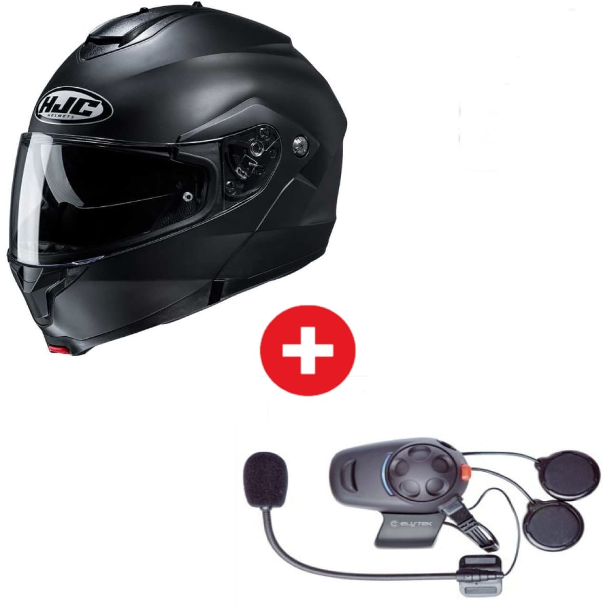 Pack Casque HJC C91 Uni Noir Mat + Intercom Bluetooth Ely-tek by Sena