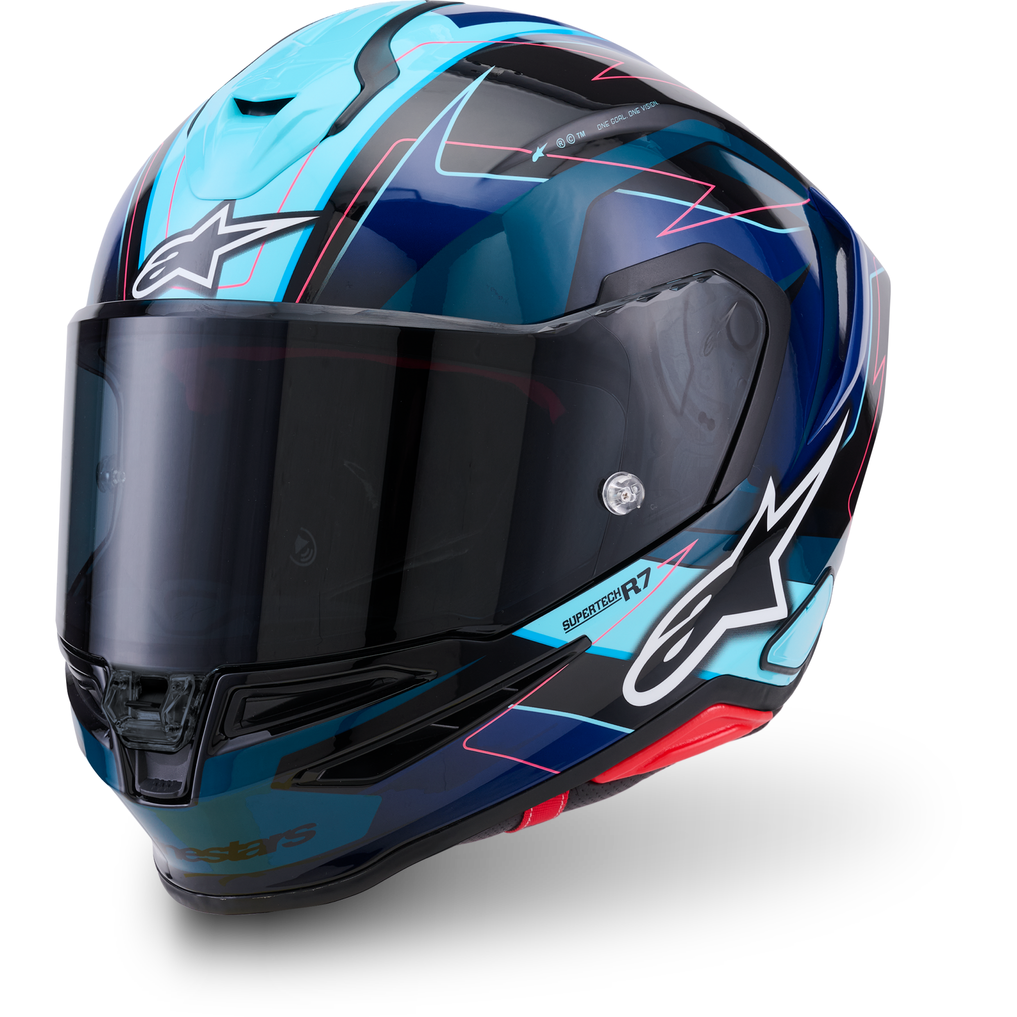 Casque S-R7 Kinetis Noir Bleu Rose Blanc - 2XL