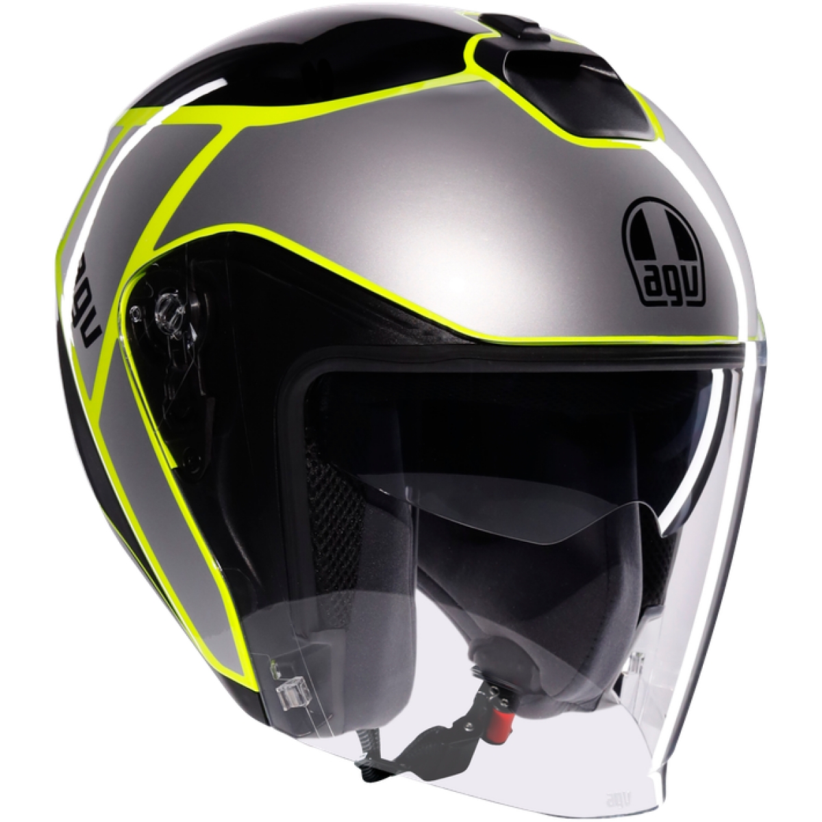 CASQUE AGV IRIDES DAVAO NOIR GRIS JAUNE FLUO / 2XL