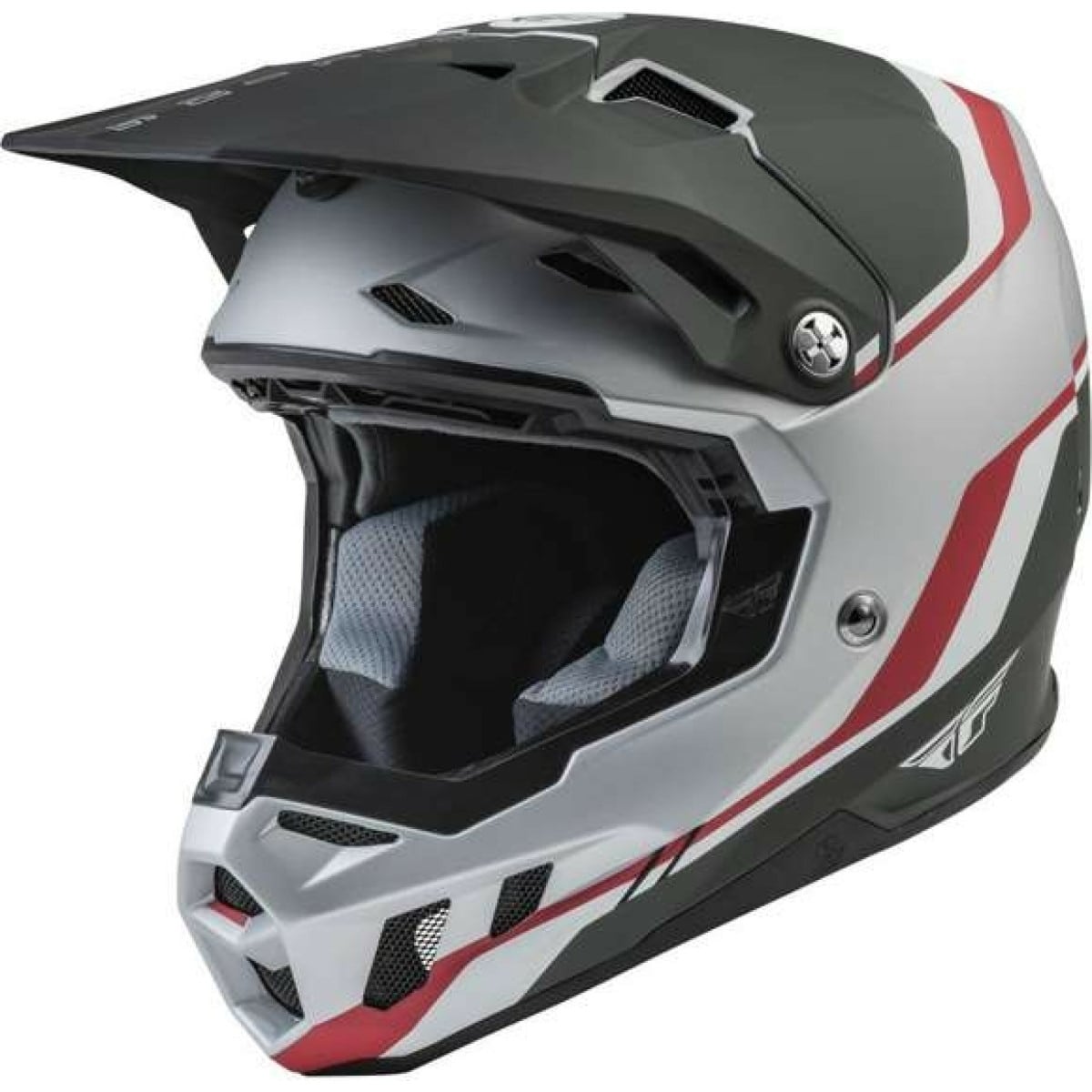 CASQUE CROSS FLY RACING FORMULA CC DRIVER SILVER ROUGE BLANC / L