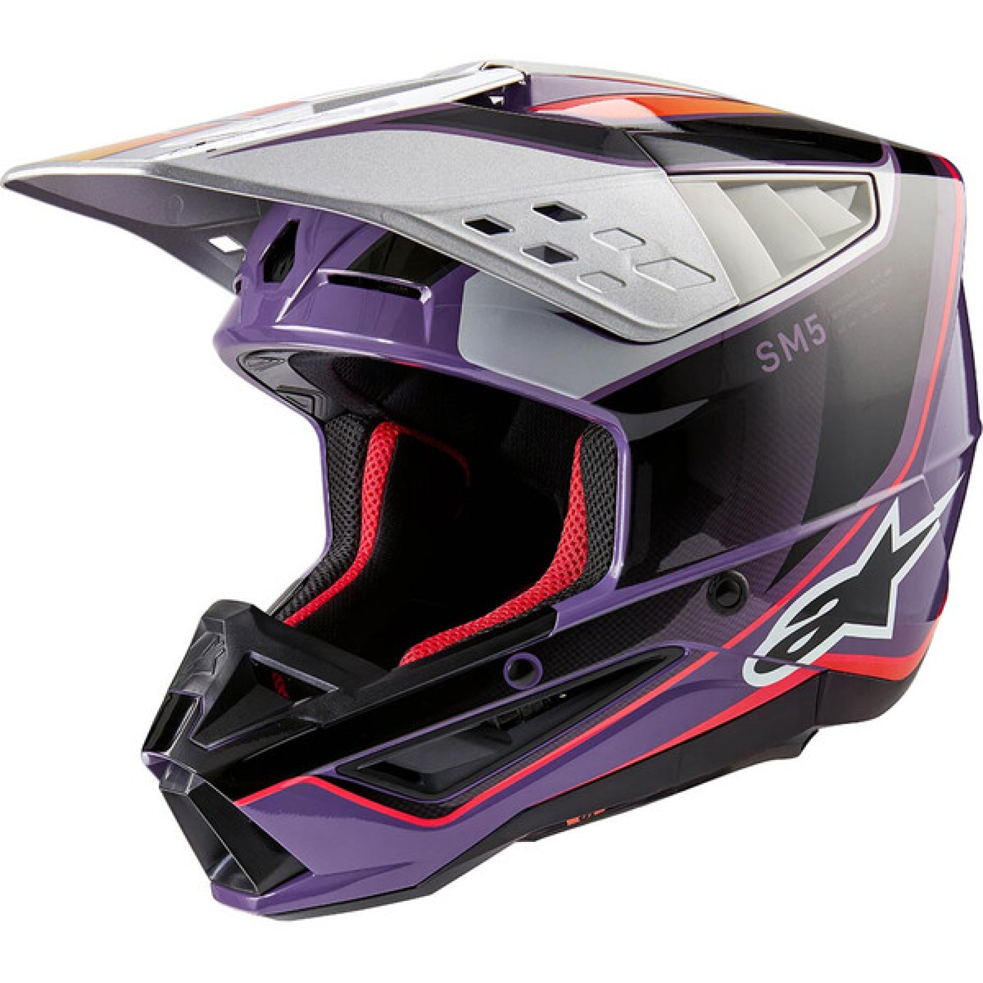 Casque Cross Alpinestars SM5 Sail Violet Noir Argent Brillant - 2XL