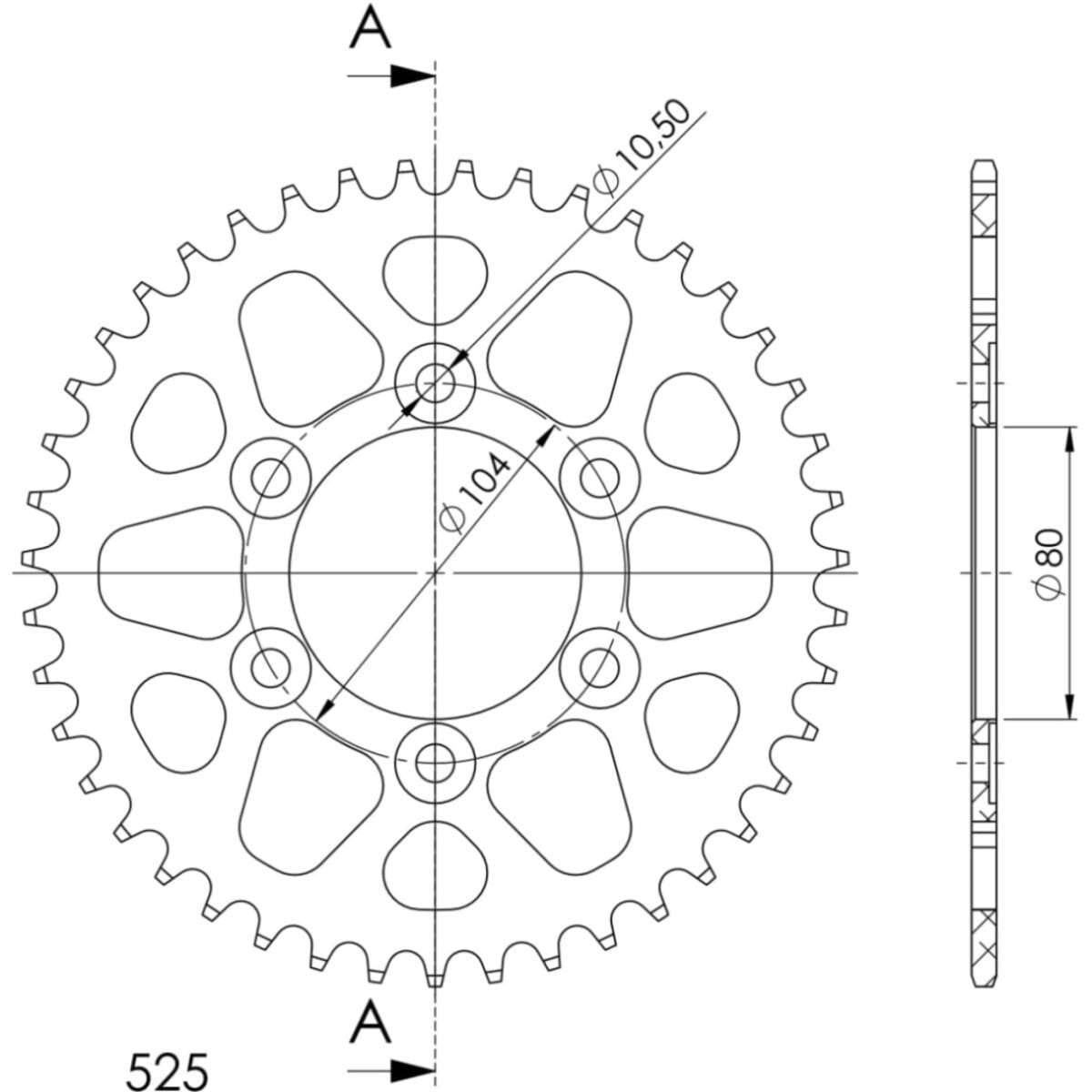 Couronne Alu Supersprox Ral-1489:42-Blk