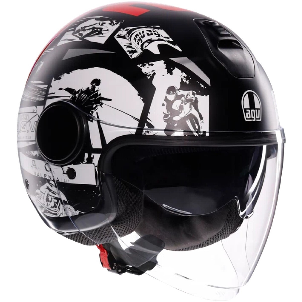 CASQUE AGV ETERES HISTORY NOIR BLANC ROUGE MAT / L