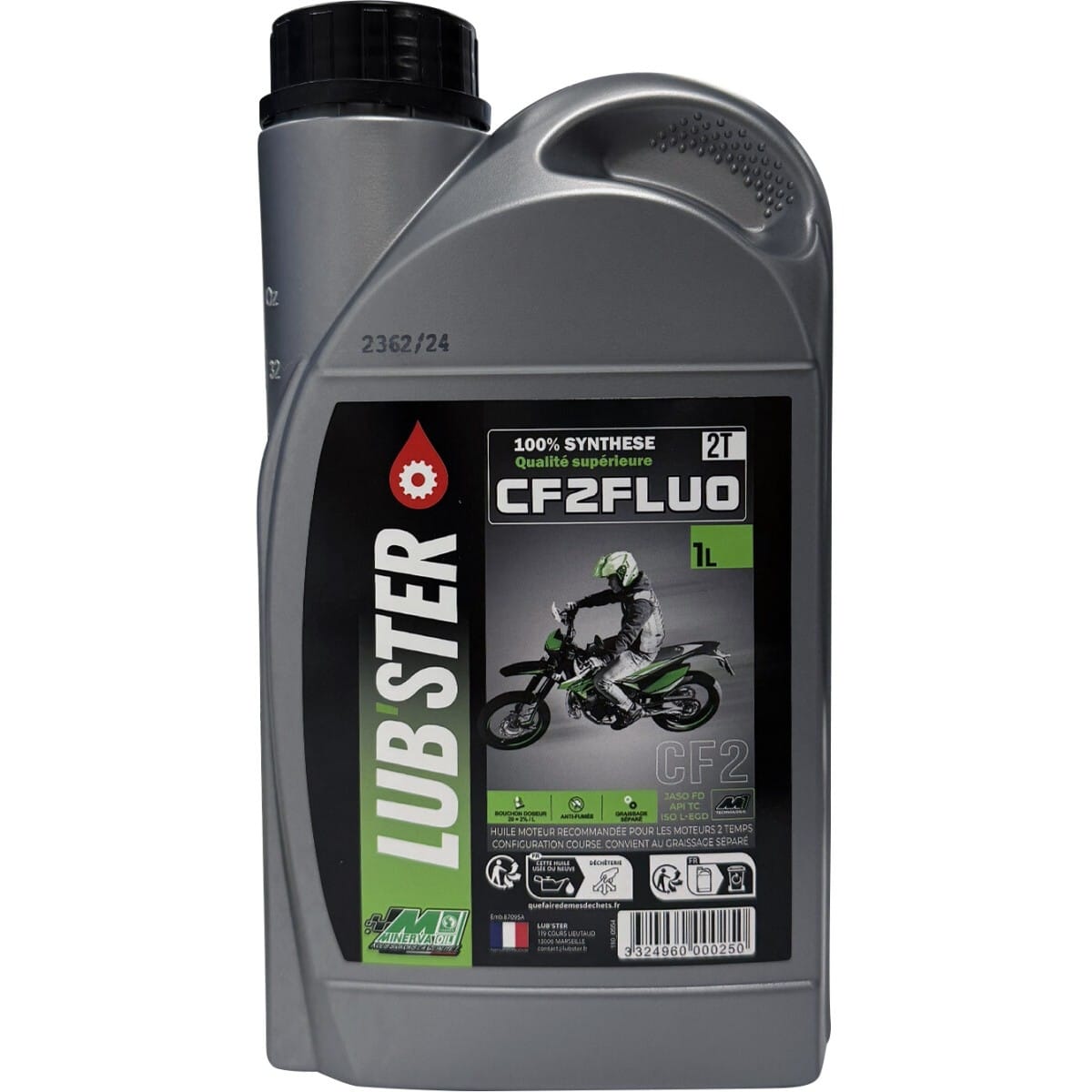 HUILE MINERVA LUB'STER 2T SYNTHESE ECO FLUO 1L