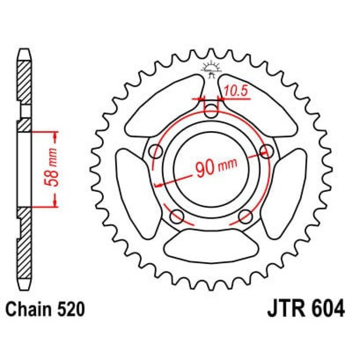 Couronne JT Sprockets 36 Dents Acier Pas 520 Type 604