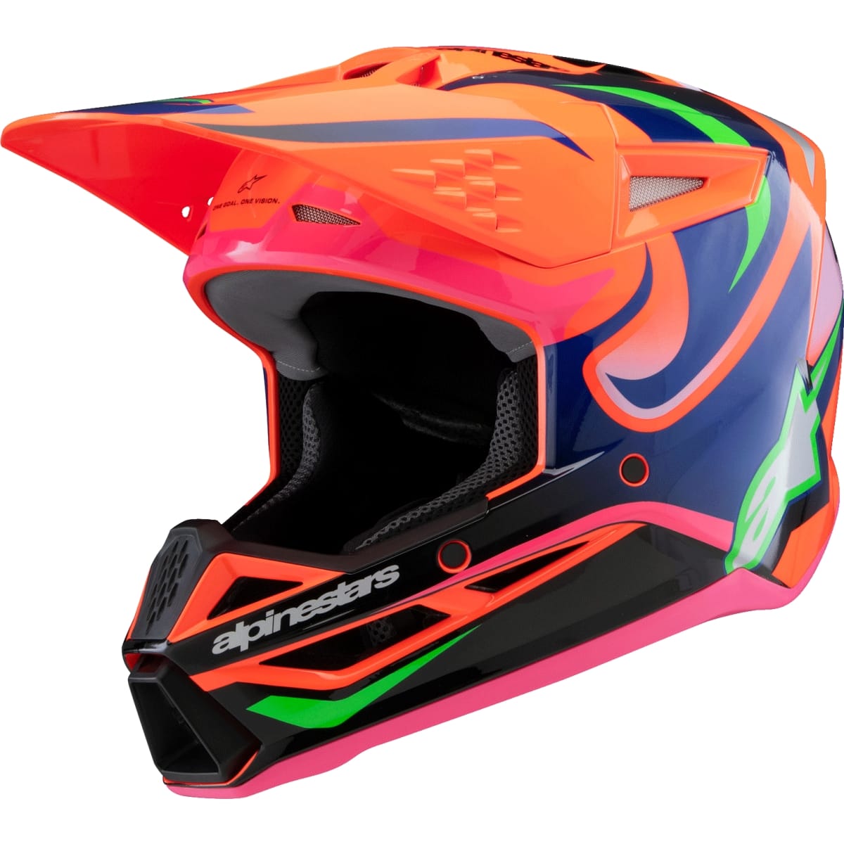 CASQUE CROSS ENFANT ALPINESTARS SM3 DEEGAN ORANGE VIOLET ROSE FLUO BRILLANT / L