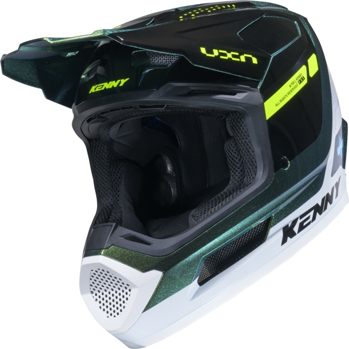 CASQUE CROSS KENNY PERFORMANCE GRAPHIC VERT NOIR BLANC BRILLANT / L