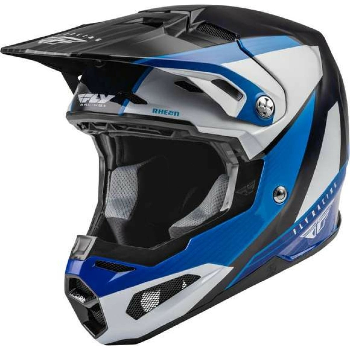 CASQUE CROSS FLY RACING FORMULA CARBON PRIME NOIR BLEU BLANC / L
