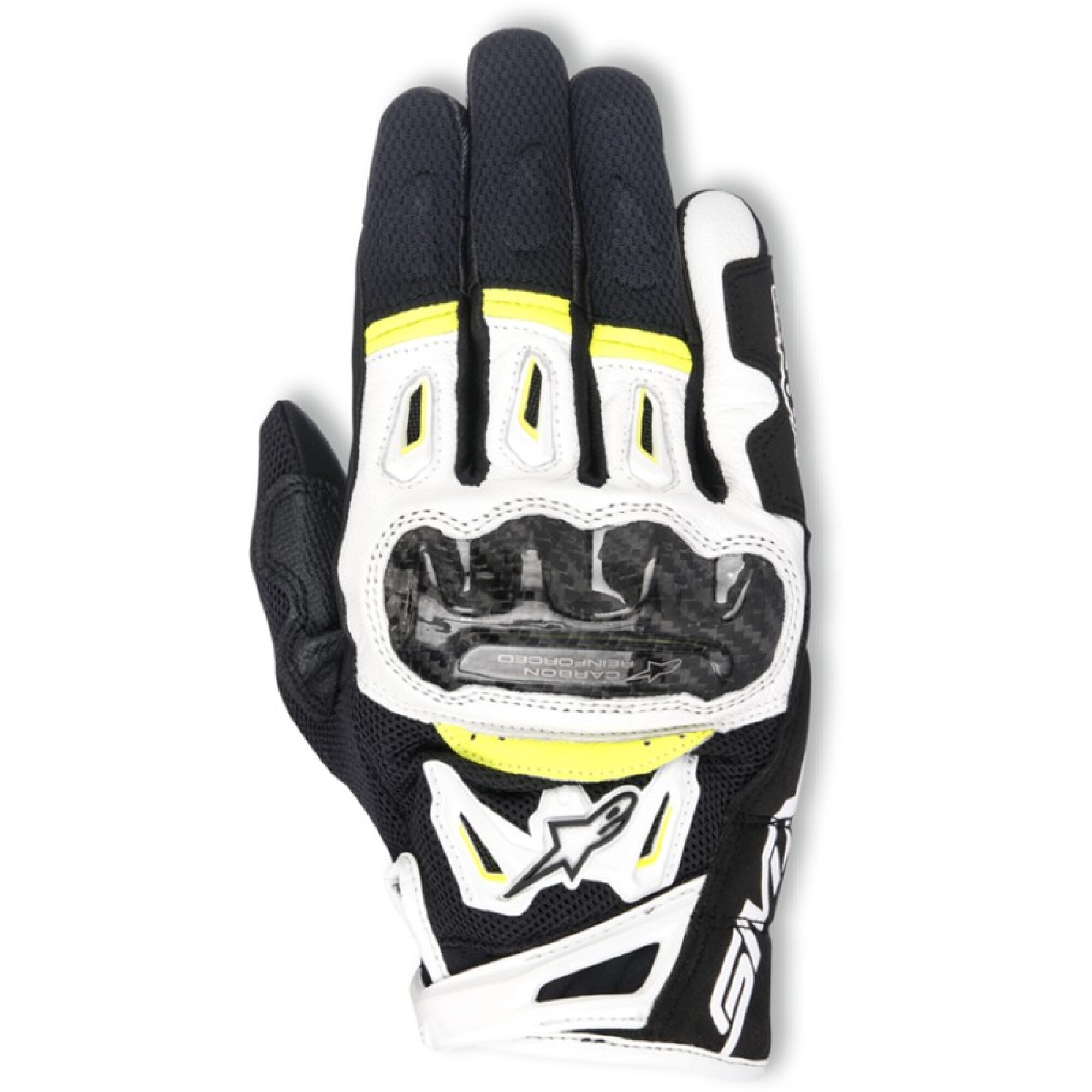 Gants Alpinestars SMX-2 Air Carbon V2 Noir Blanc Jaune Fluo - 2XL