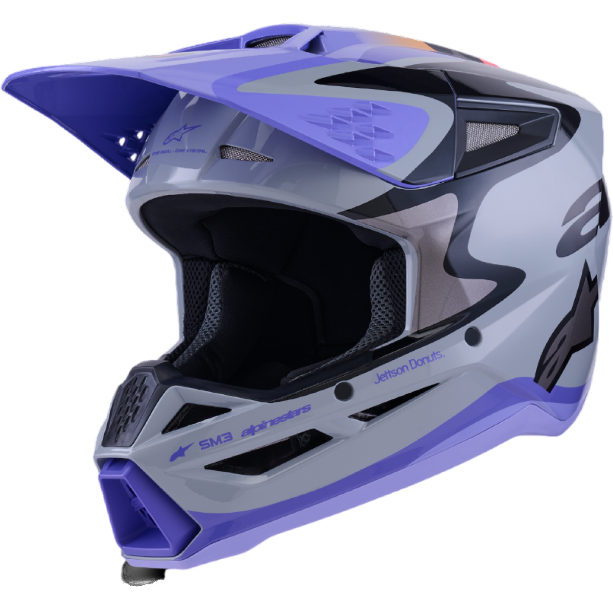 Casque Cross Enfant Alpinestars Jettson SM3 Gris Violet Noir - L