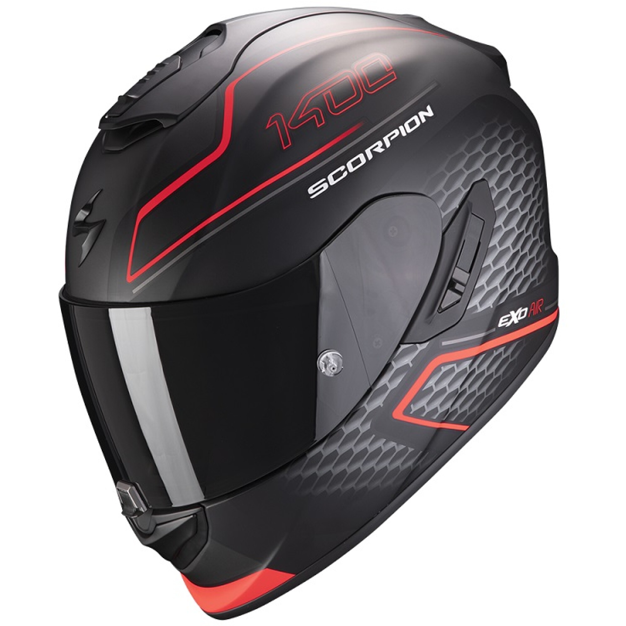 Casque Scorpion Exo-1400 Air Galaxy Noir Mat Rouge Fluo