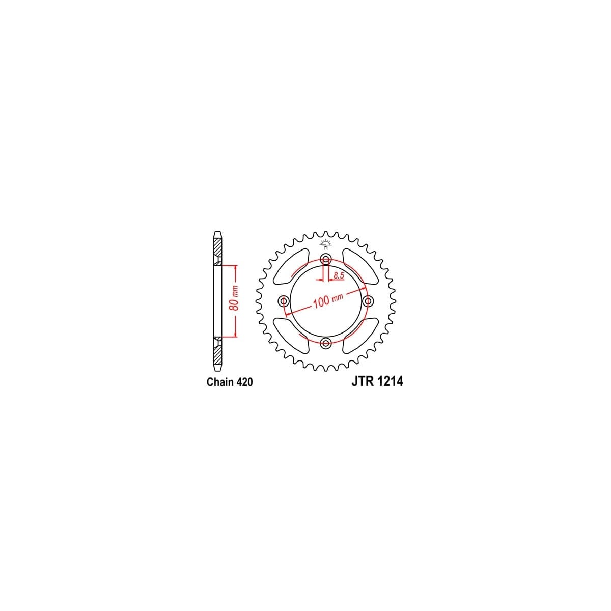 Couronne JT Sprockets 36 Dents Acier Pas 420 Type 1214 Honda