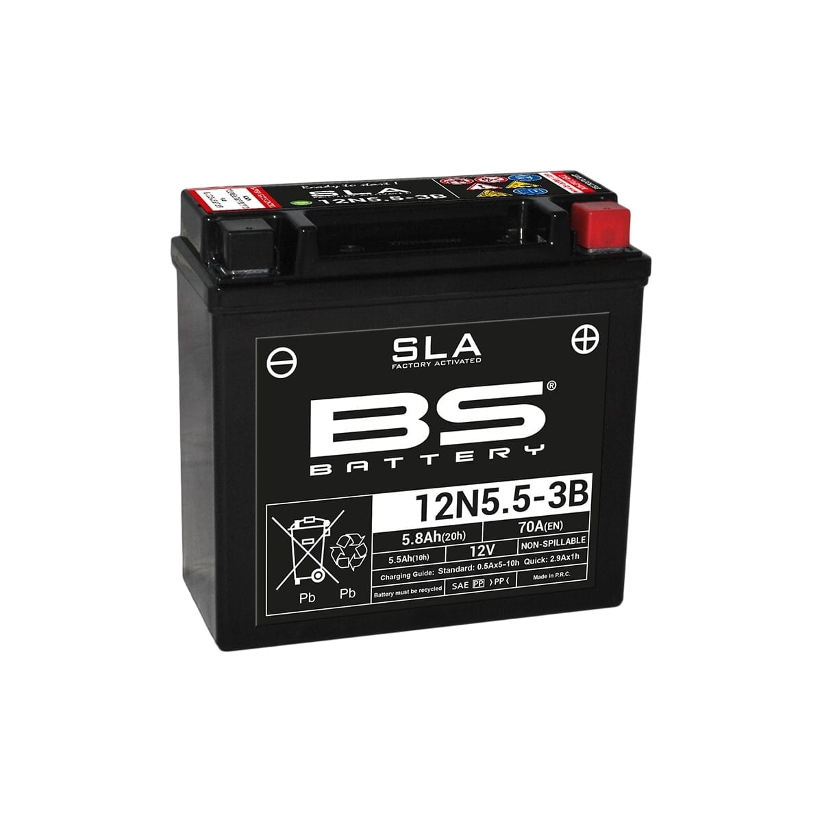 BATTERIE BS BATTERY 12N5.5-3B ACTIVÉE USINE SANS ENTRETIEN