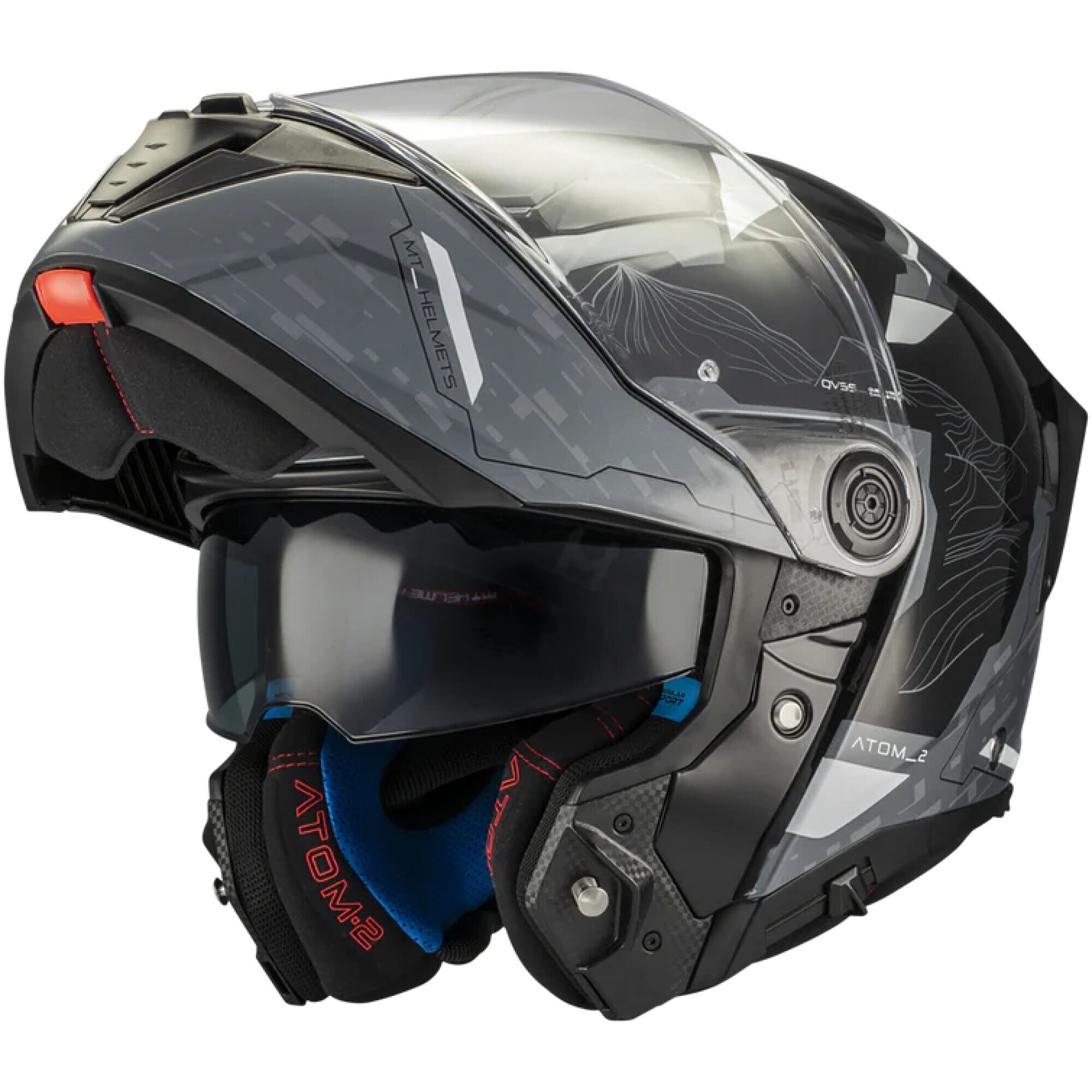 Casque MT Helmets Atom 2 SV Highlands C2 Gris Noir - 2XL