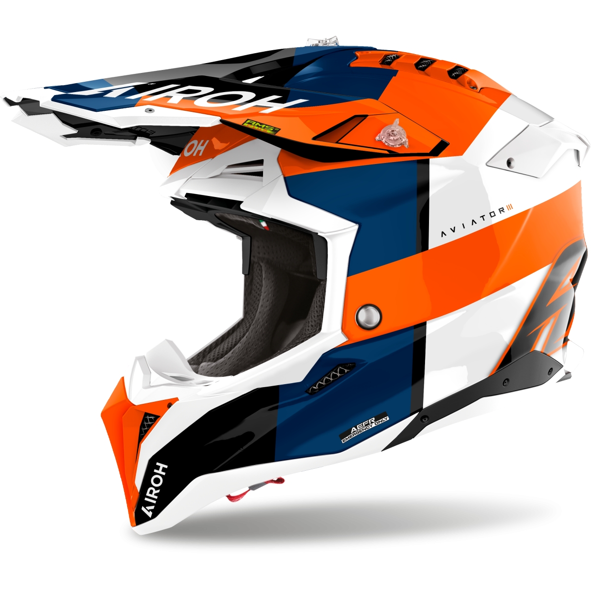 CASQUE AIROH AVIATOR 3 MONARCH GLOSS L/ORANGE BLEU