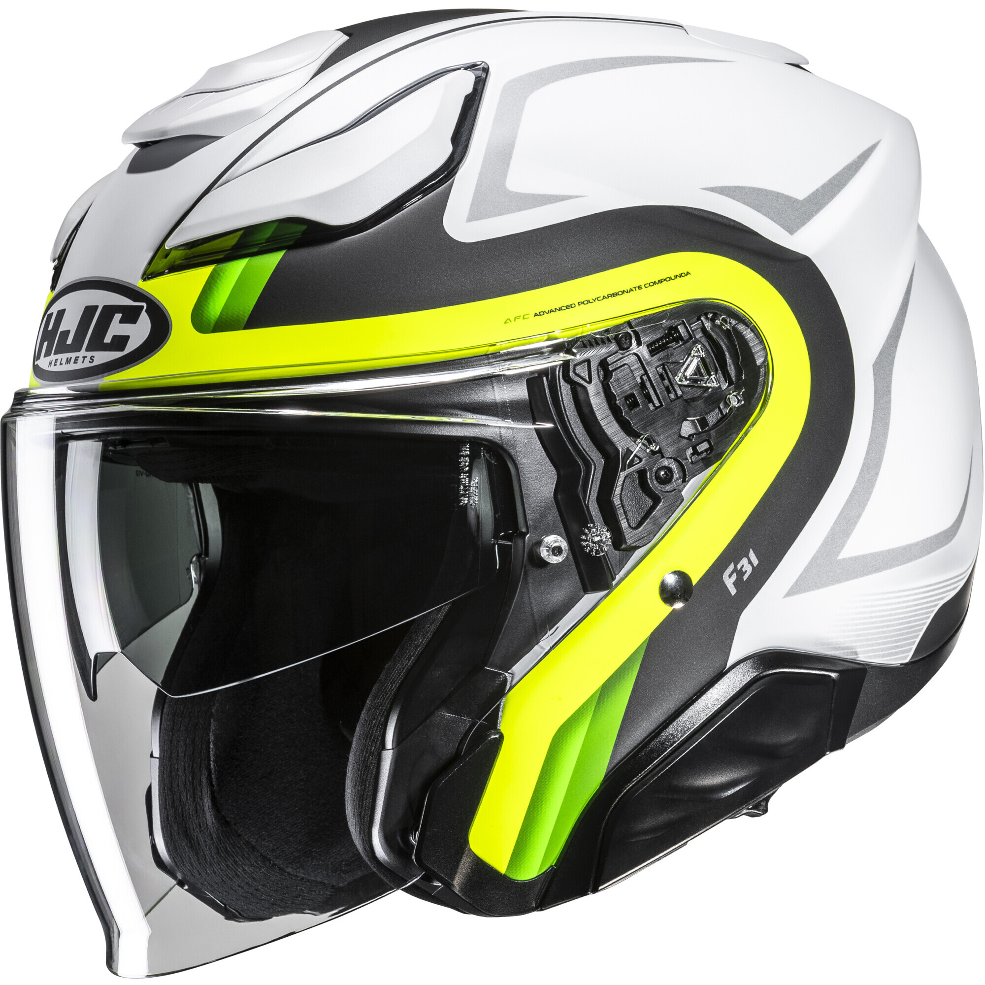 Casque HJC F31 Bask MC3HSF Blanc Noir Jaune Mat - L