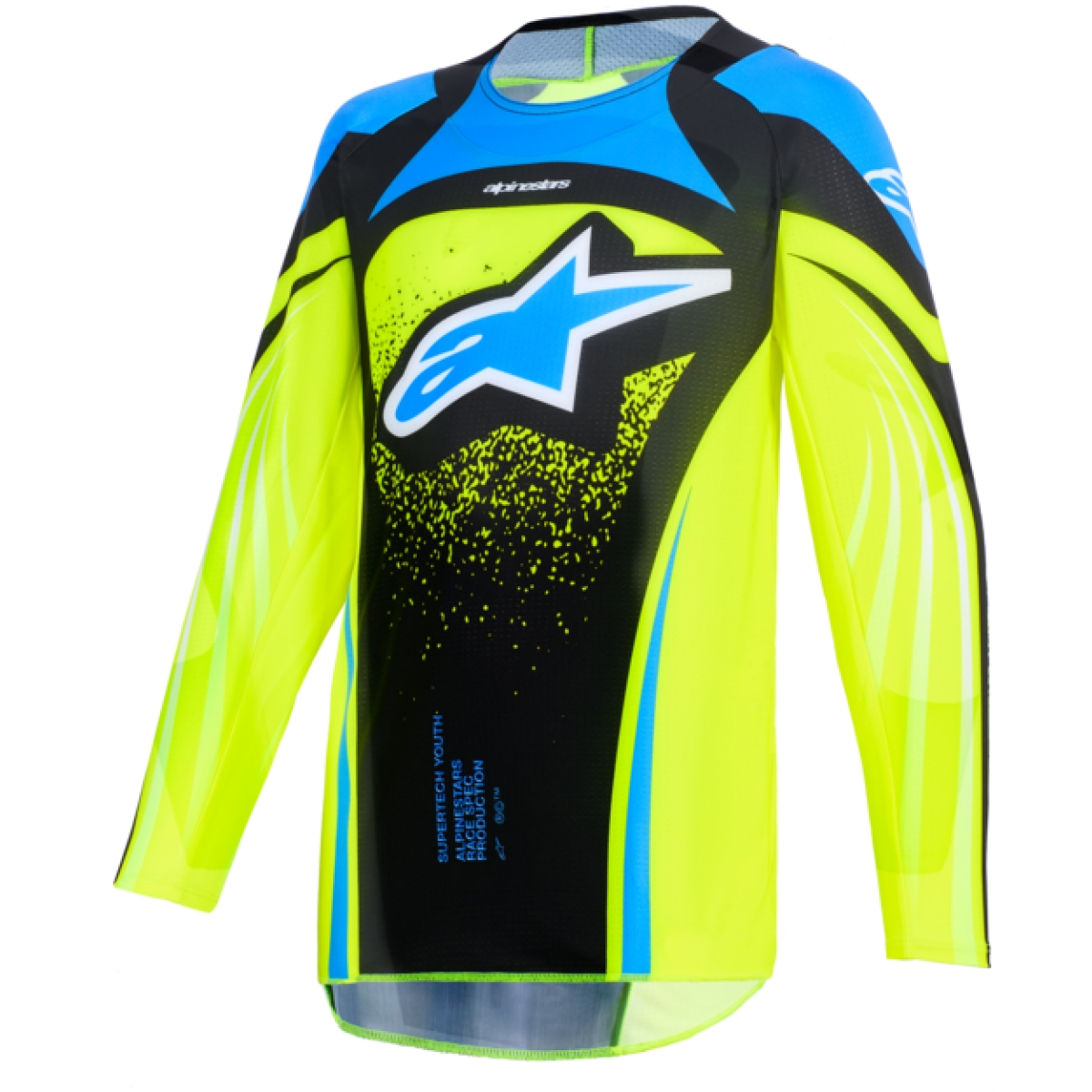 MAILLOT CROSS ENFANT ALPINESTARS SUPERTECH NOMUR BLEU MARINE JAUNE FLUO / L