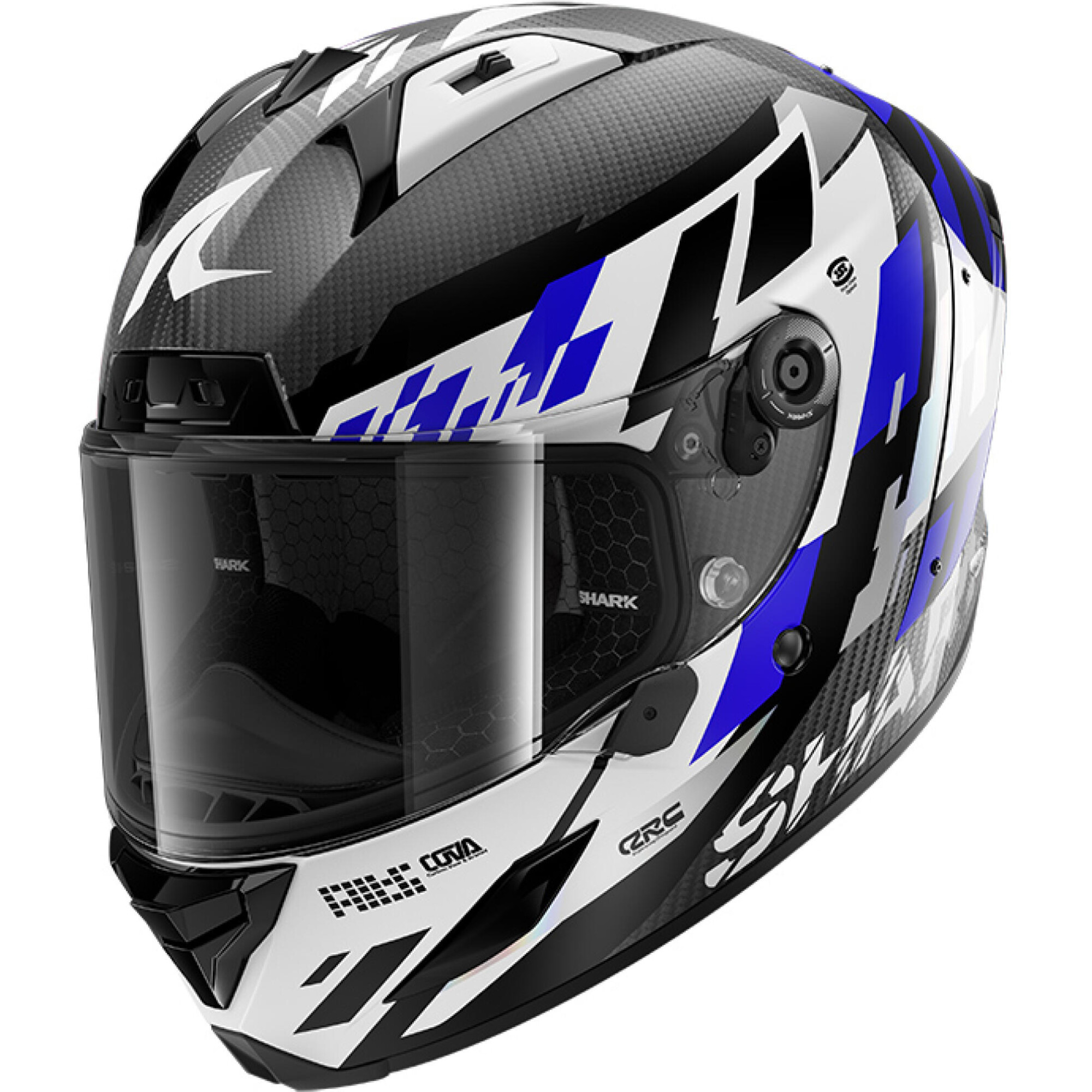 Casque Shark Aeron Raceblock Carbone Bleu Chrome - L
