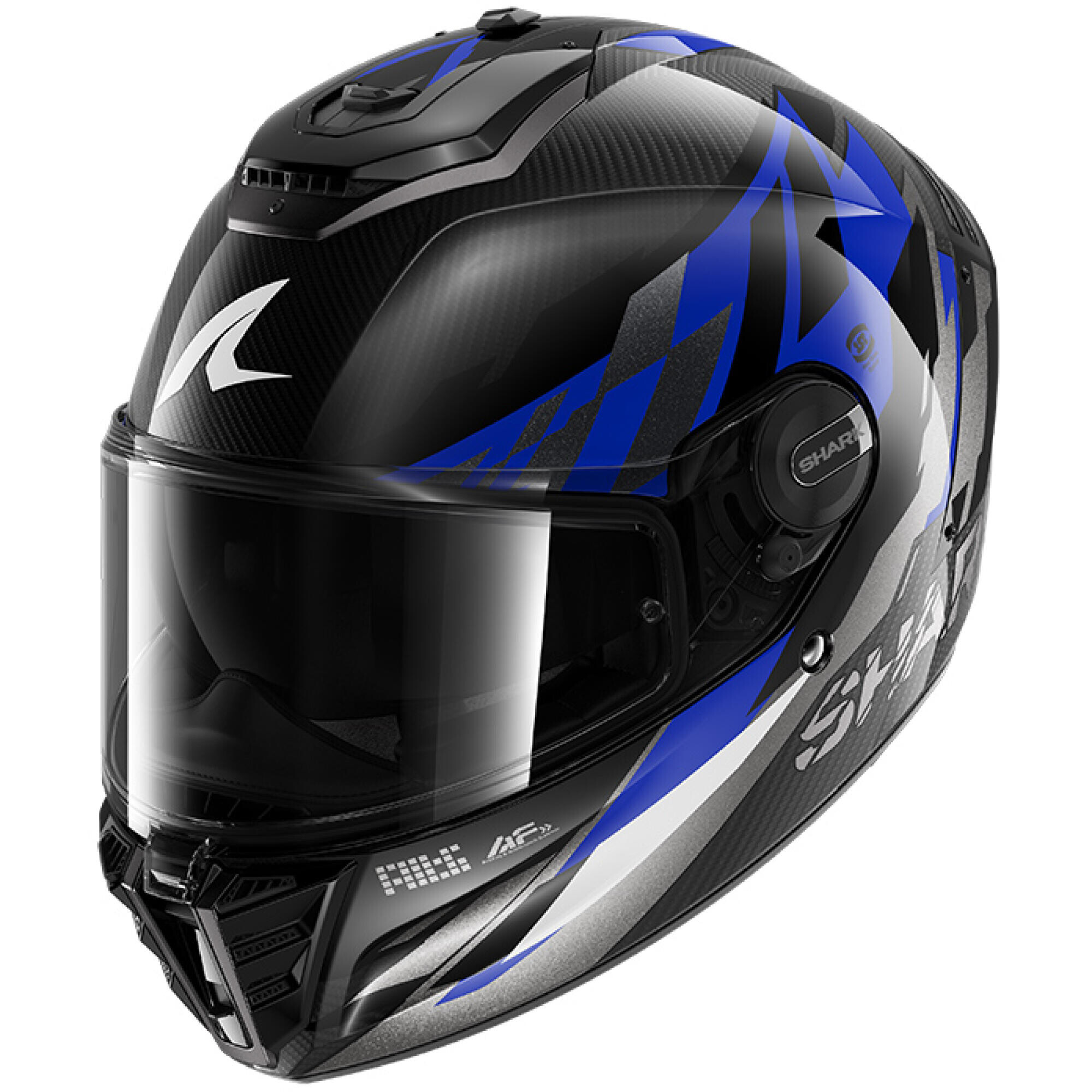 Casque Shark Spartan RS Carbon Raceblock Carbone Chrome Bleu - L