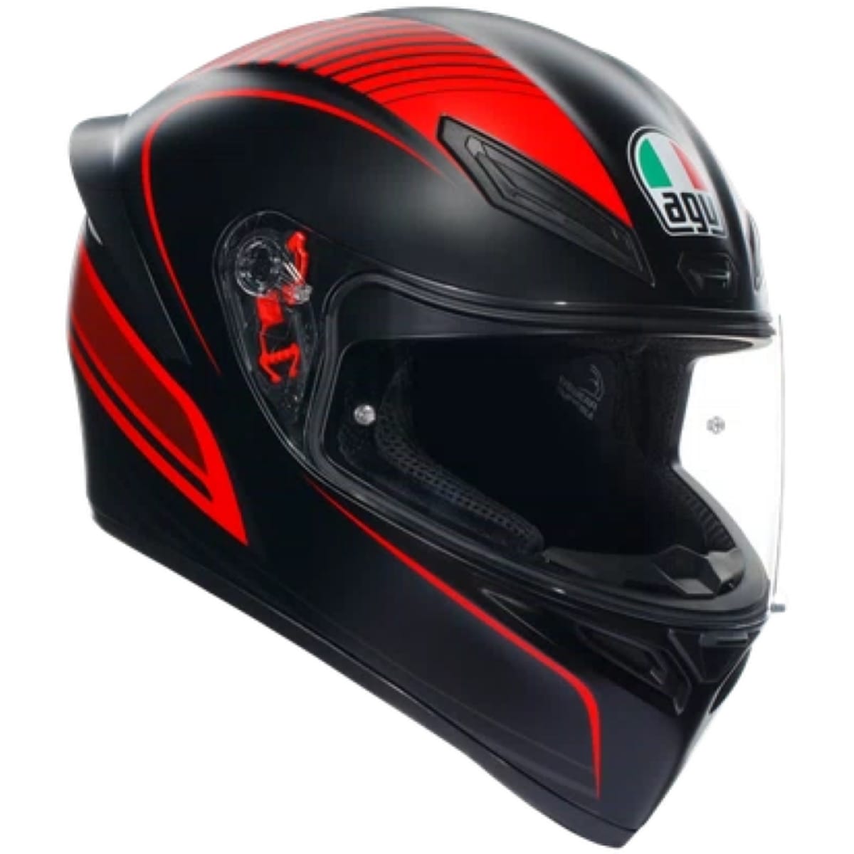 CASQUE AGV K1 S WARMUP NOIR MAT ROUGE / 2XL