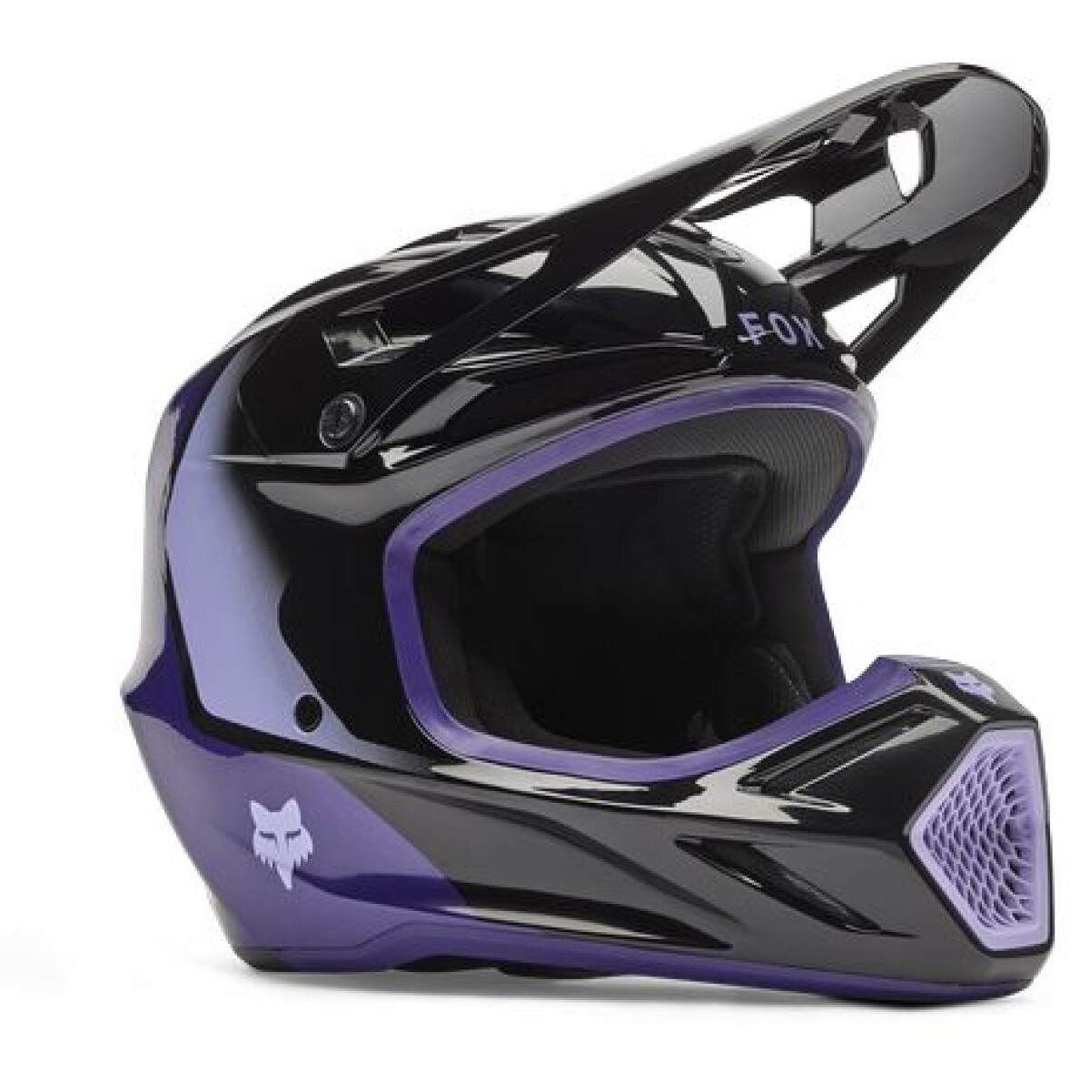 CASQUE CROSS ENFANT FOX V3 SPIRE NOIR VIOLET / L