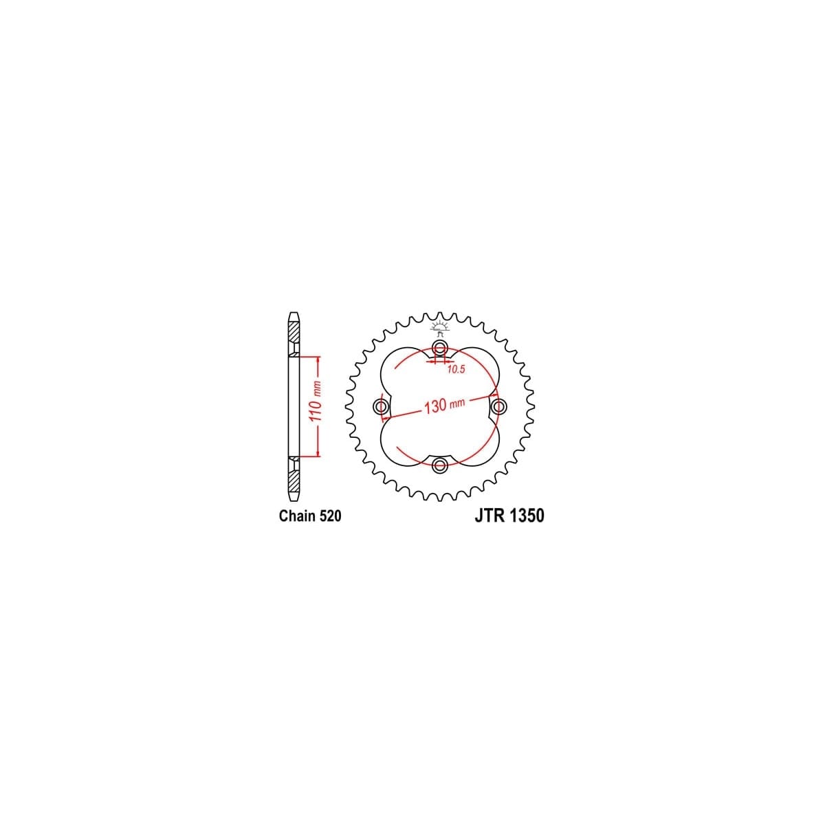 Couronne JT Sprockets 36 Dents Acier Pas 520 Type 1350