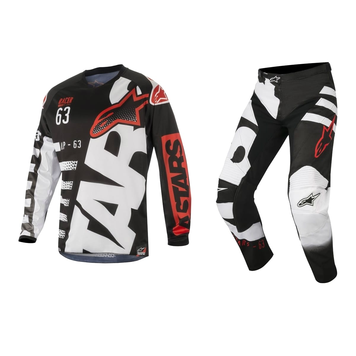 Tenue Alpinestars Kid Racer Braap 2018 123 Noir Blanc Rouge