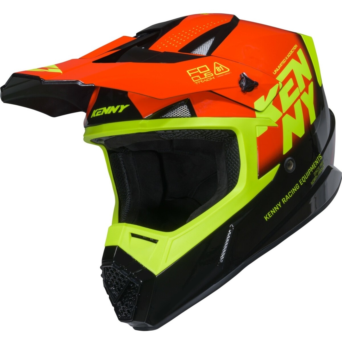 CASQUE CROSS KENNY TRACK GRAPHIC FOCUS ROUGE NOIR JAUNE BRILLANT / 2XL