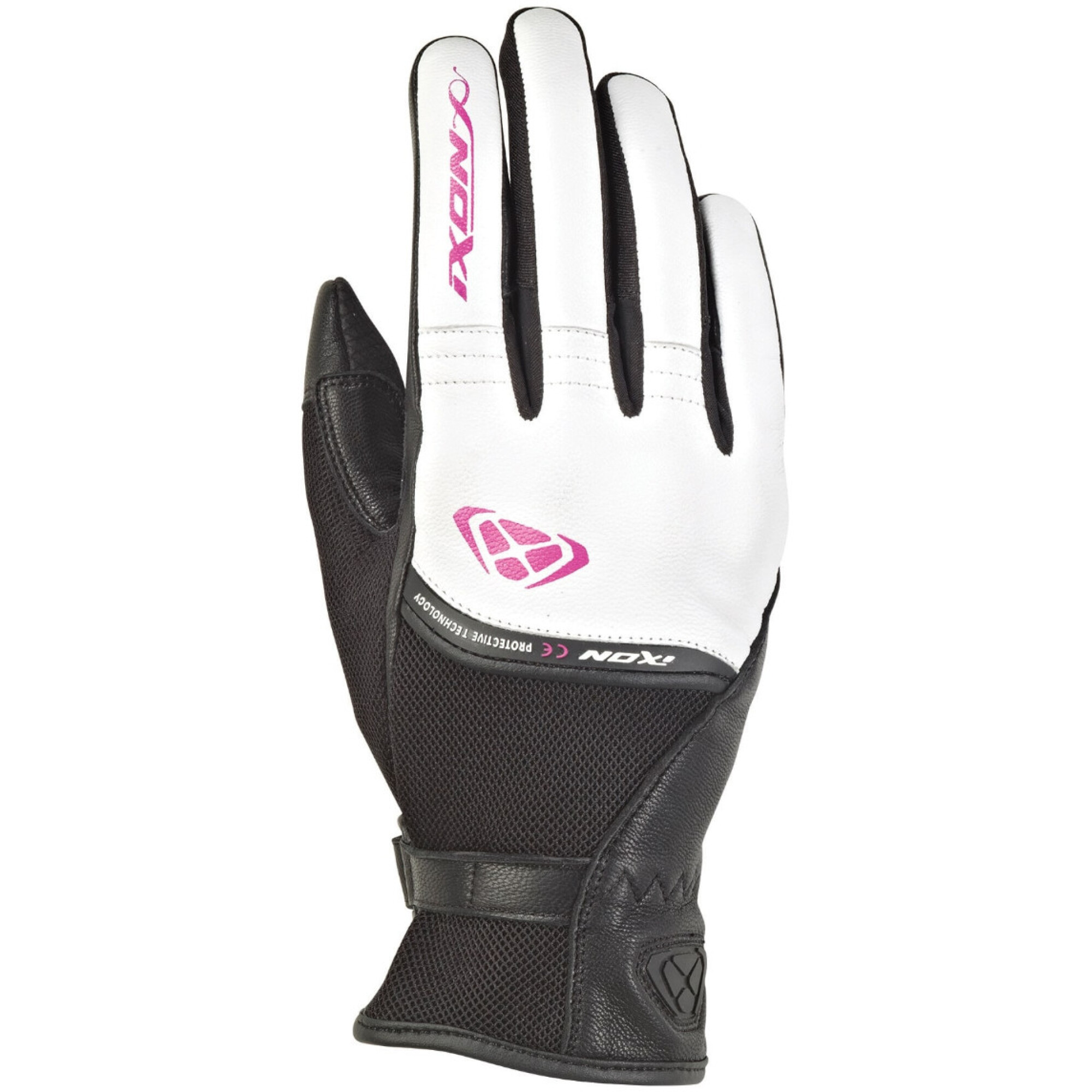Gants Femme Ixon Lady RS Shine 2 Noir Blanc Fuchsia - 2XL