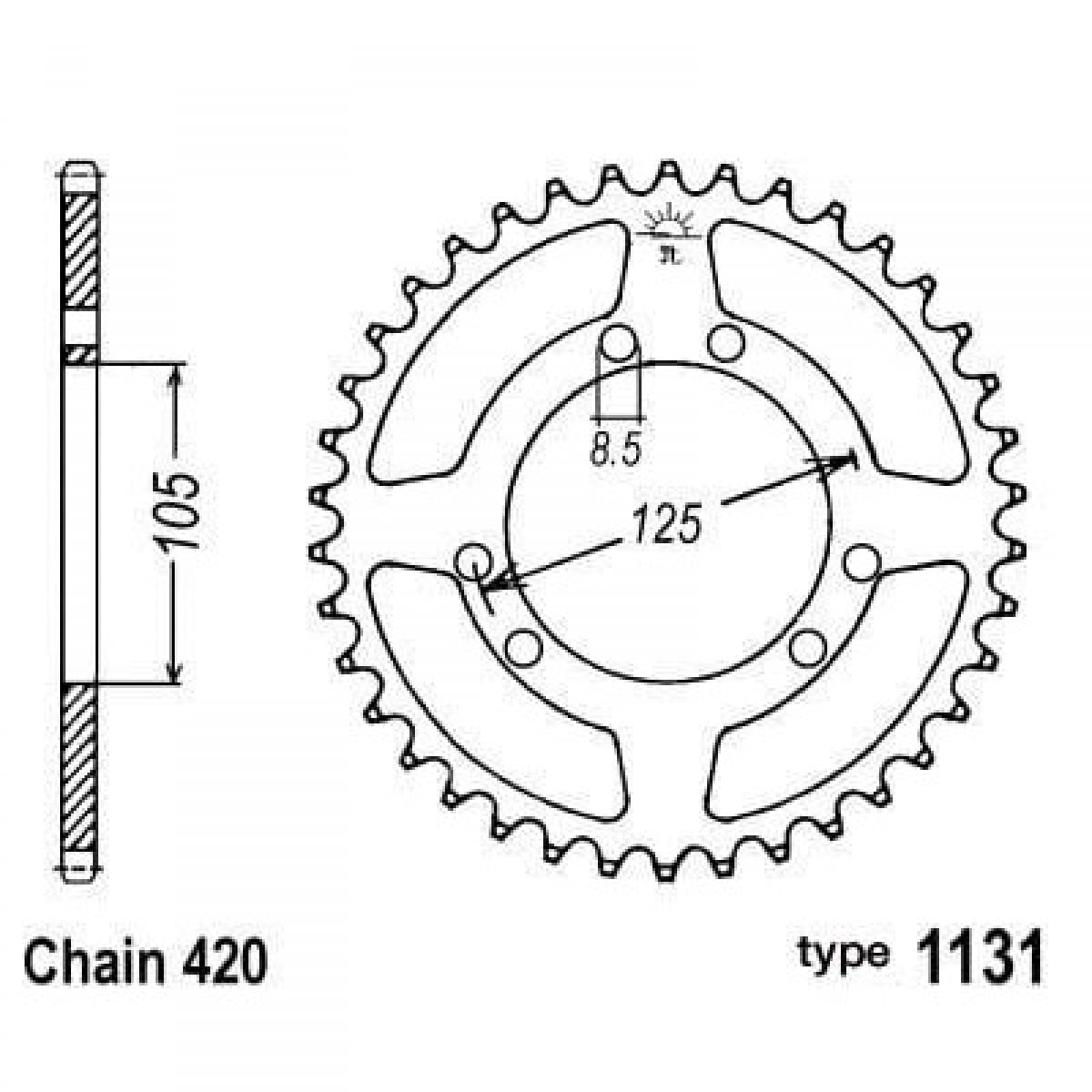 Couronne B1 52 Dents Pas De Chaîne 420 Type 1131