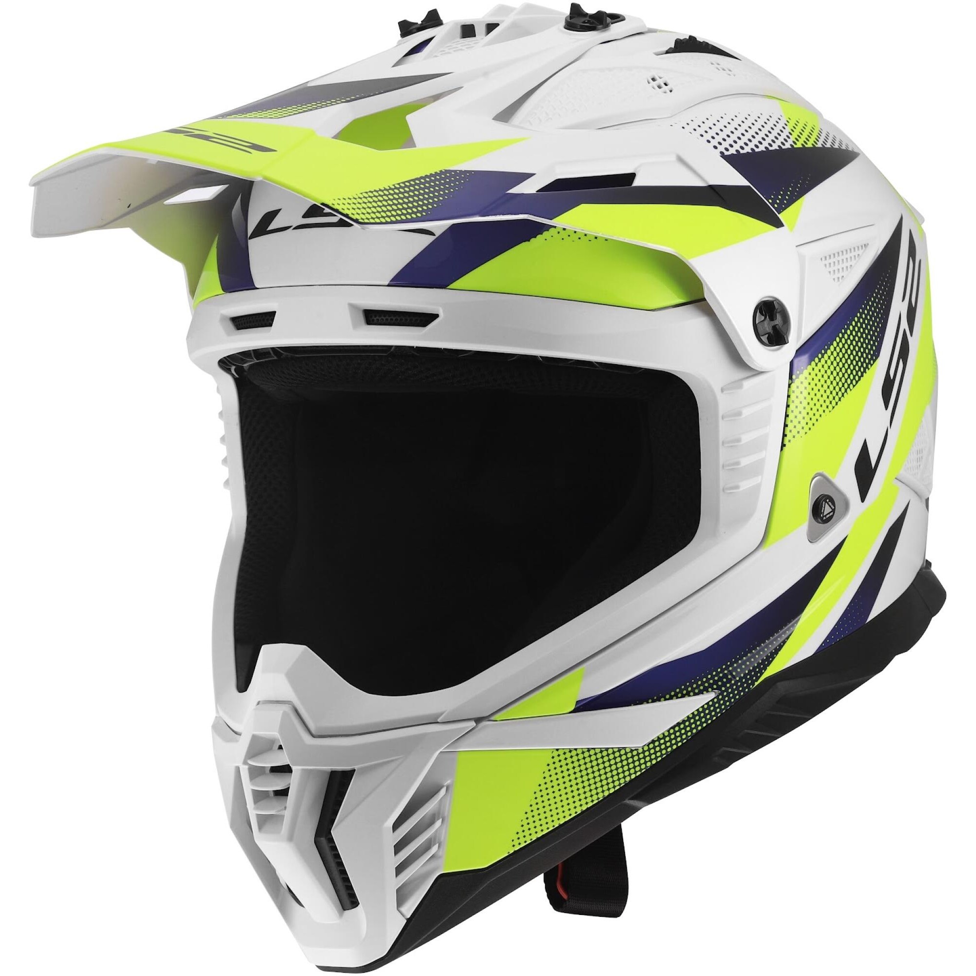 Casque Cross LS2 MX708 Fast II Fort Blanc Jaune Fluo - 2XL