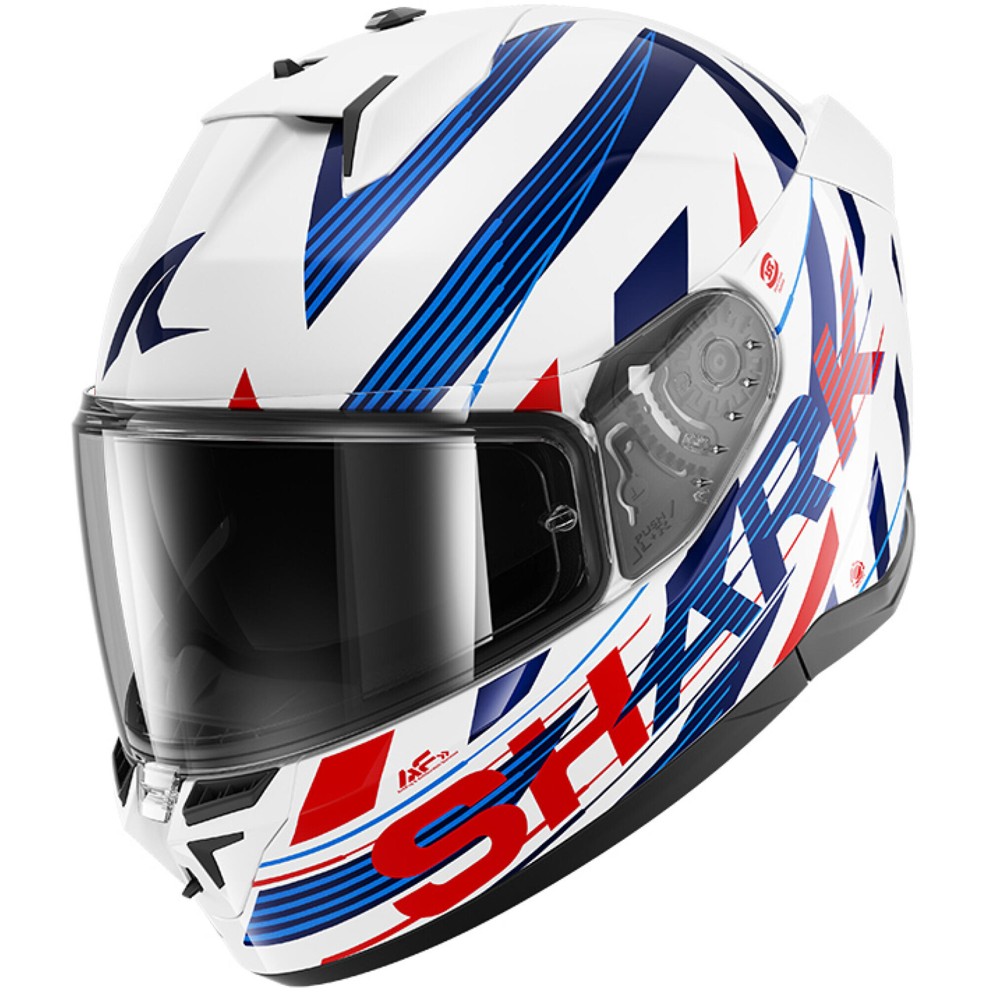 Casque Shark D-Skwal 3 Dashed Blanc Bleu Rouge - M