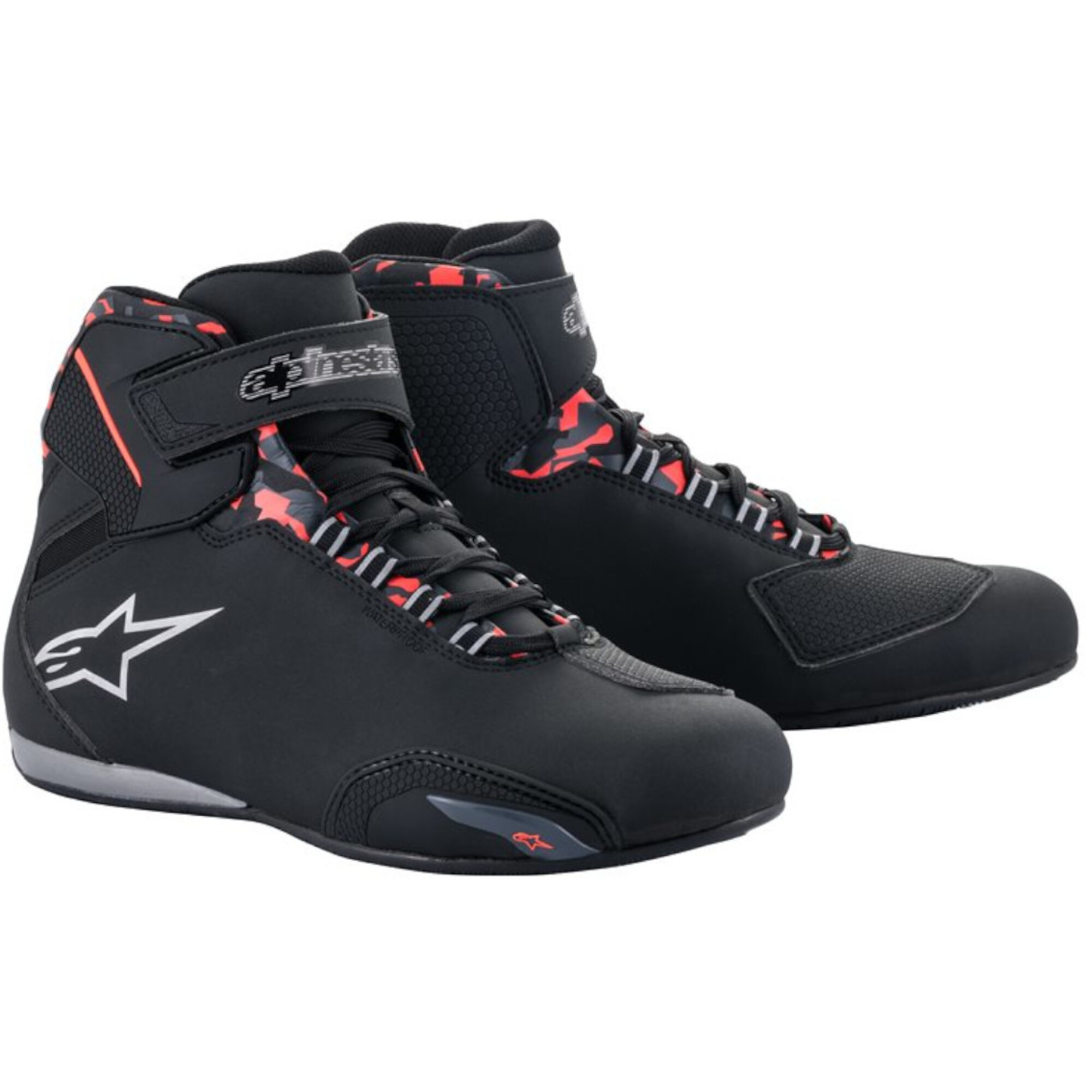 Baskets Alpinestars Sektor Waterproof Noir Gris Rouge Fluo - 38