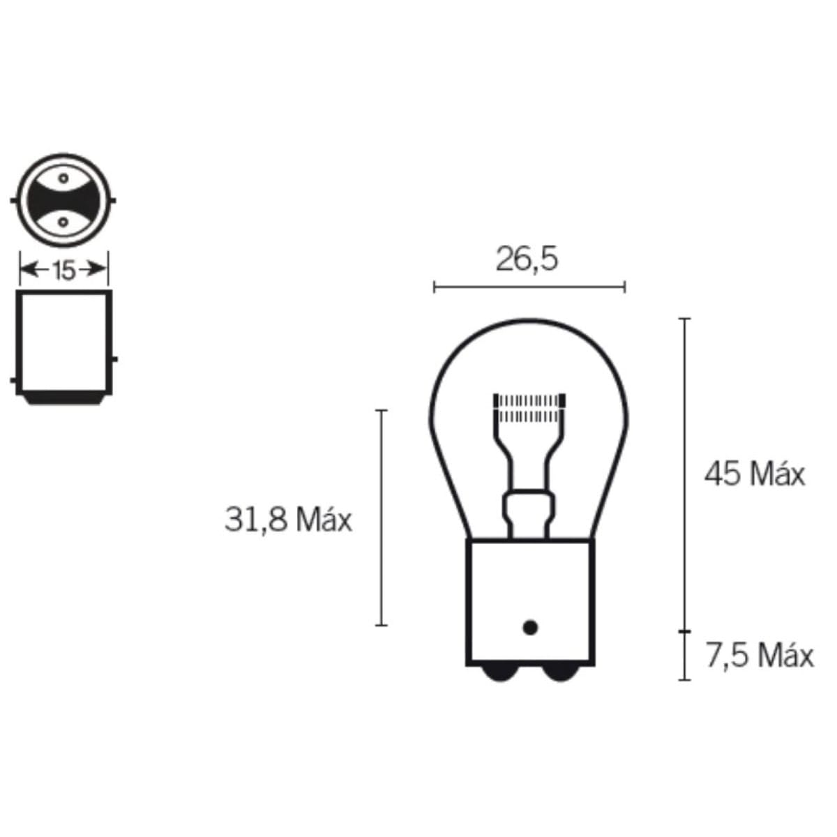 AMPOULE BIHR V PARTS S25 12V-21/5W