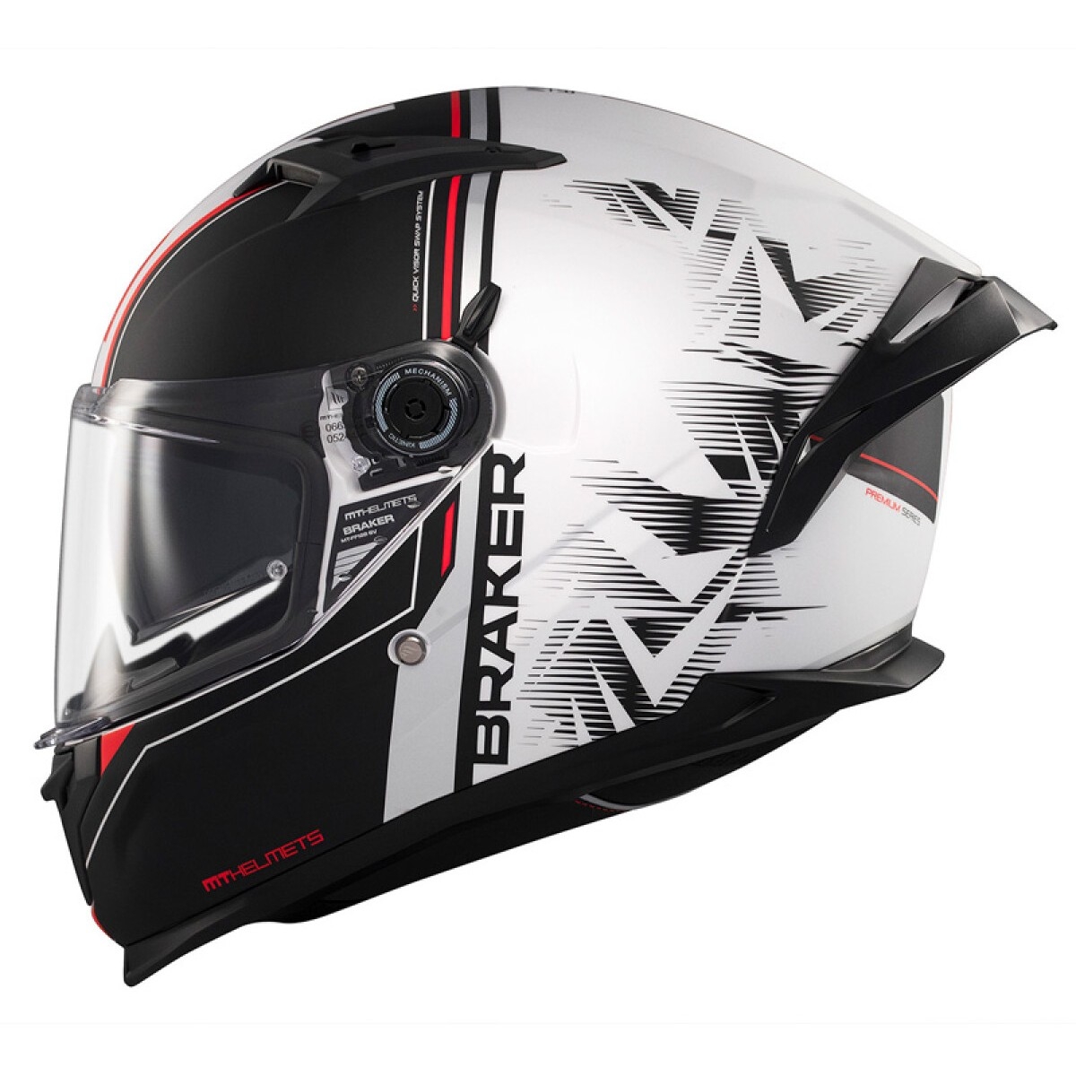 Casque MT Helmets Braker SV Charm A1 Noir Blanc Mat